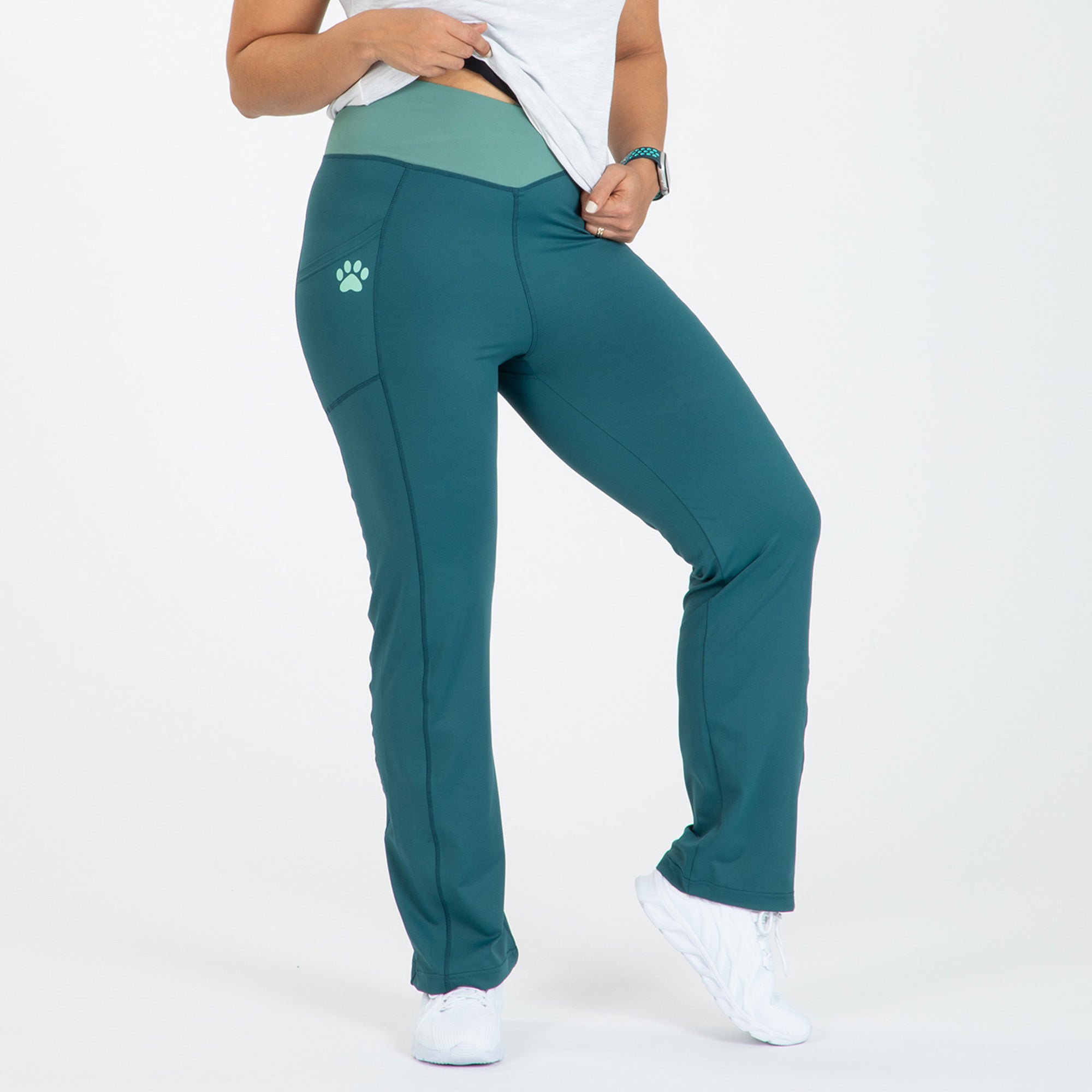 Yoga Paw Print Cross Over Separates - Teal - Pants - S