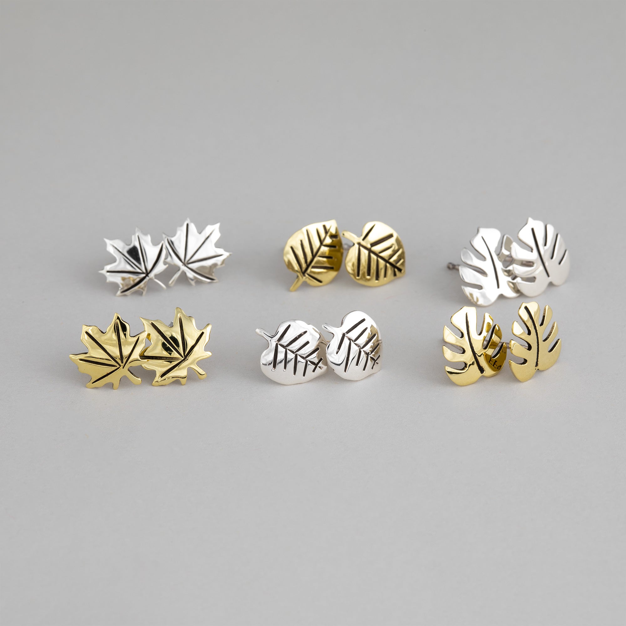 Falling Leaves Post Earrings - Sterling Monstera