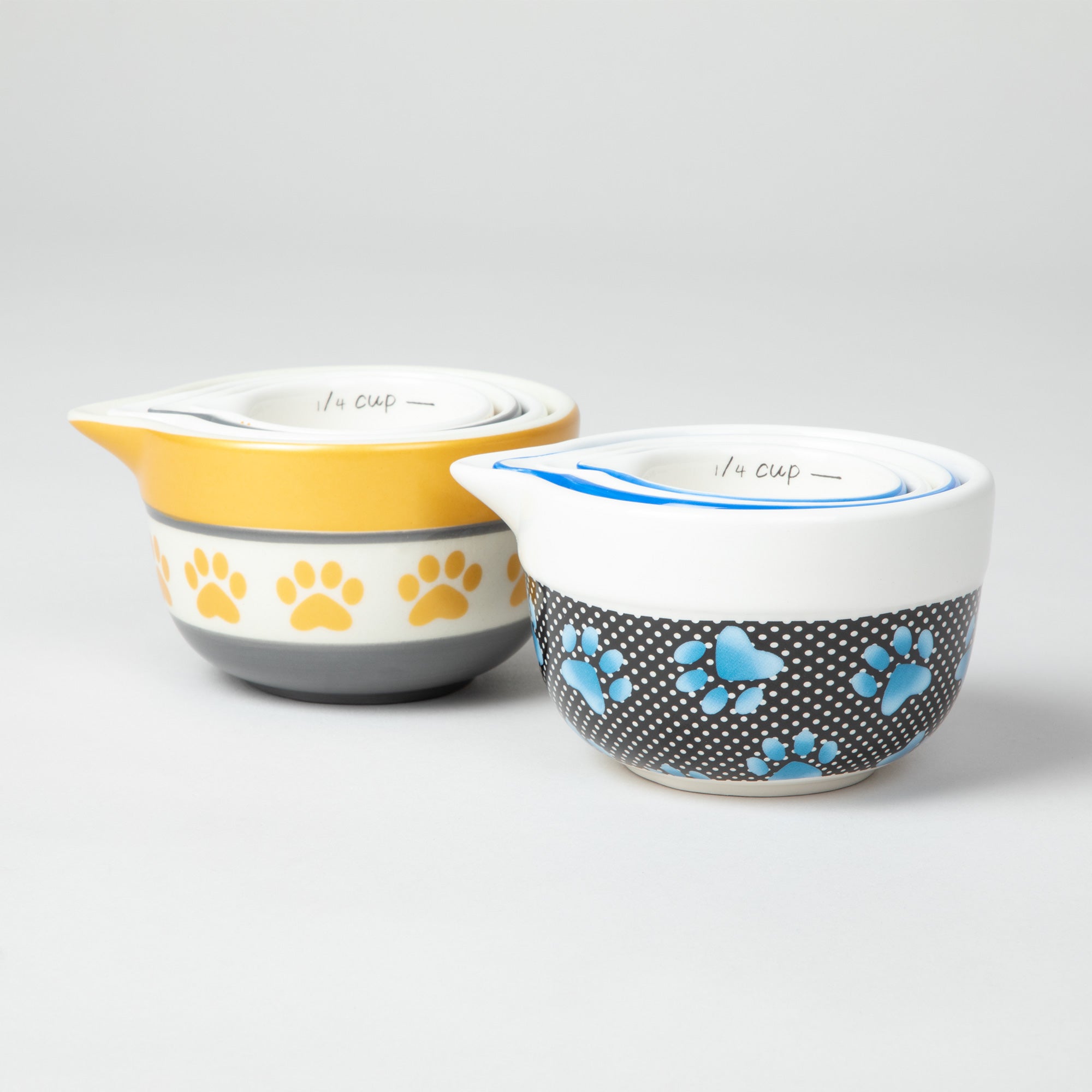 Paw Prints Ceramic Measuring Cup Set - Gradient Polka Dot Paws