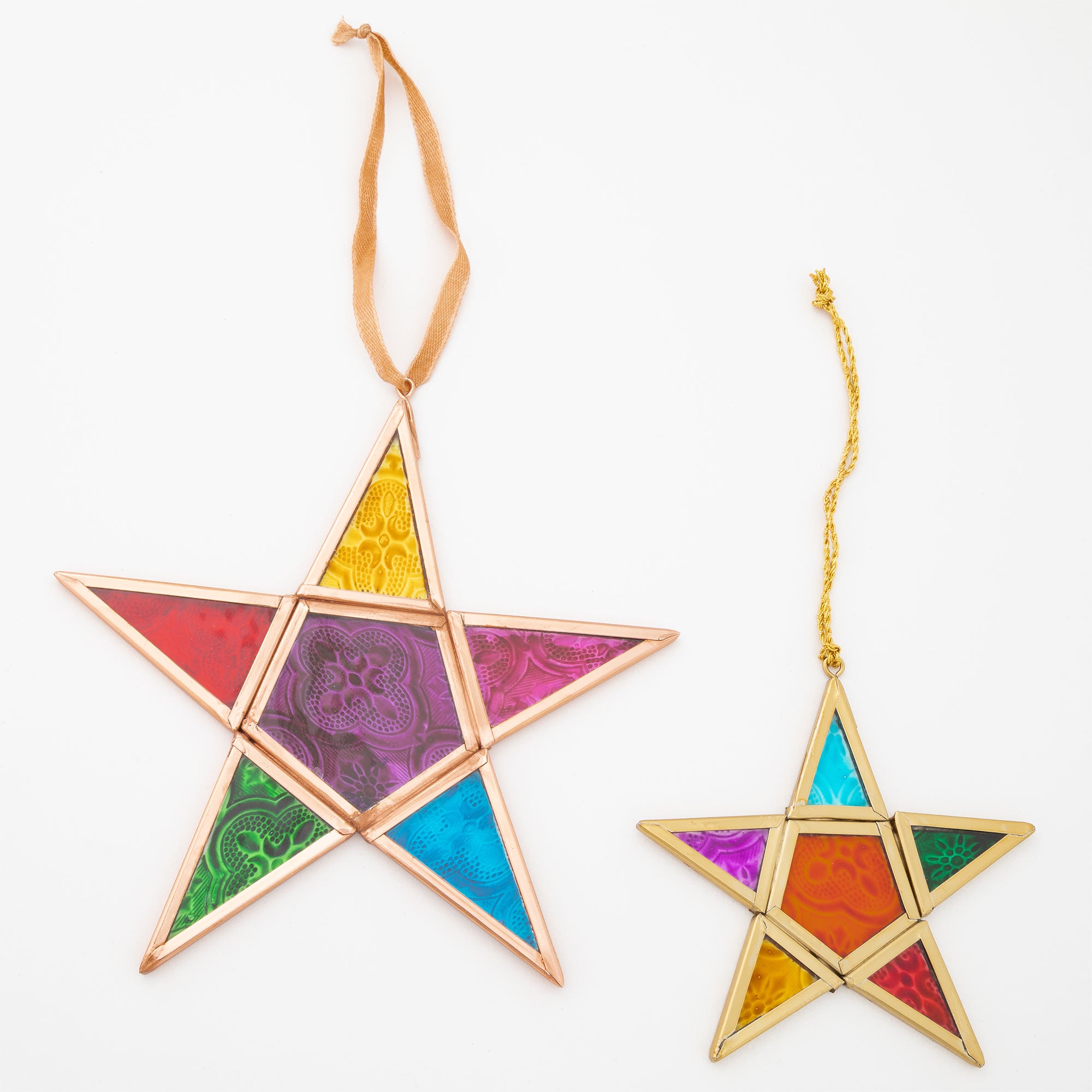 Glass Moravian Rainbow Star Ornament  - L