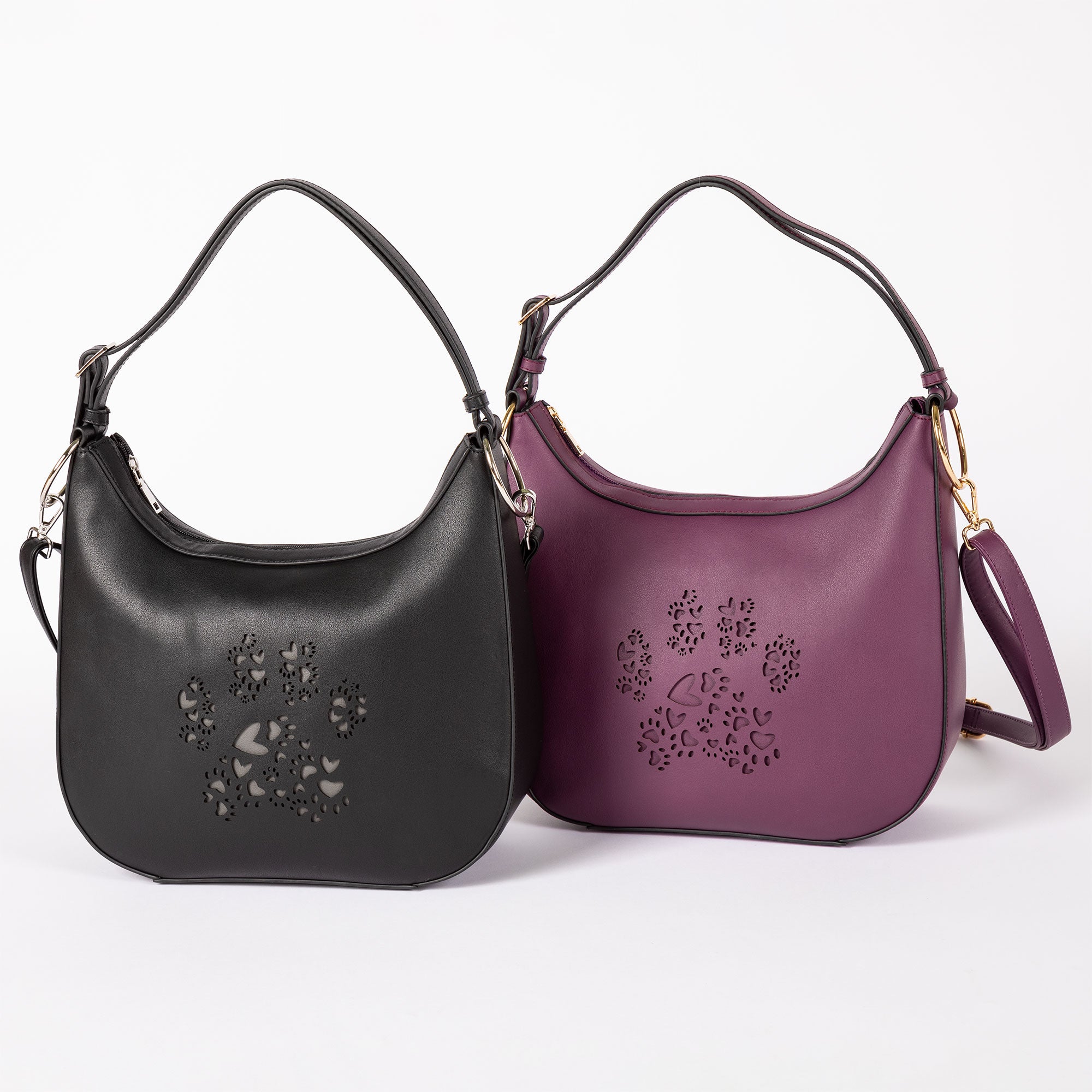 Pawfect Heart Cut-Out Handbag - Plum