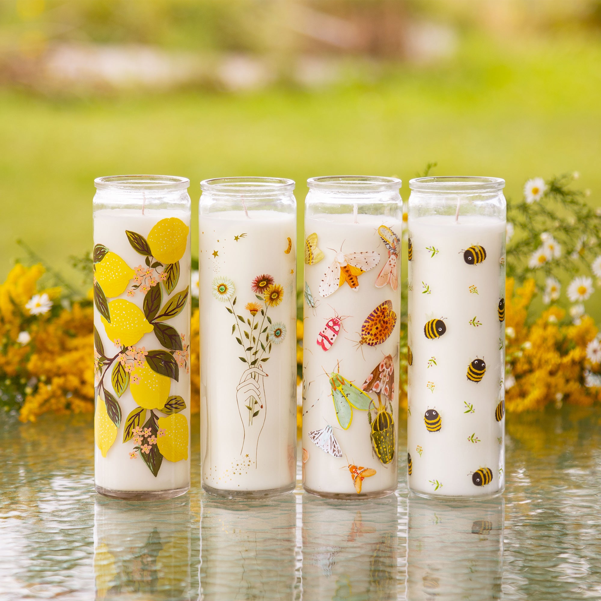 Scented Citronella Cathedral Candles - Lemon Tree