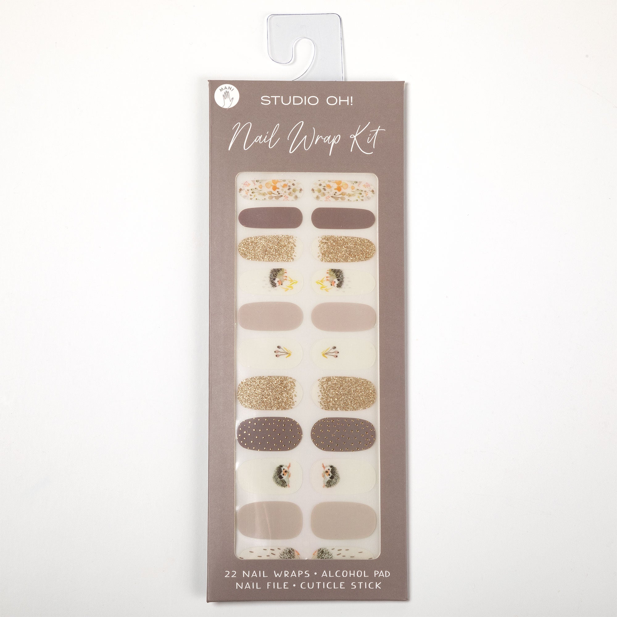 Patterned Manicure Nail Wrap Kit - Hedgehogs