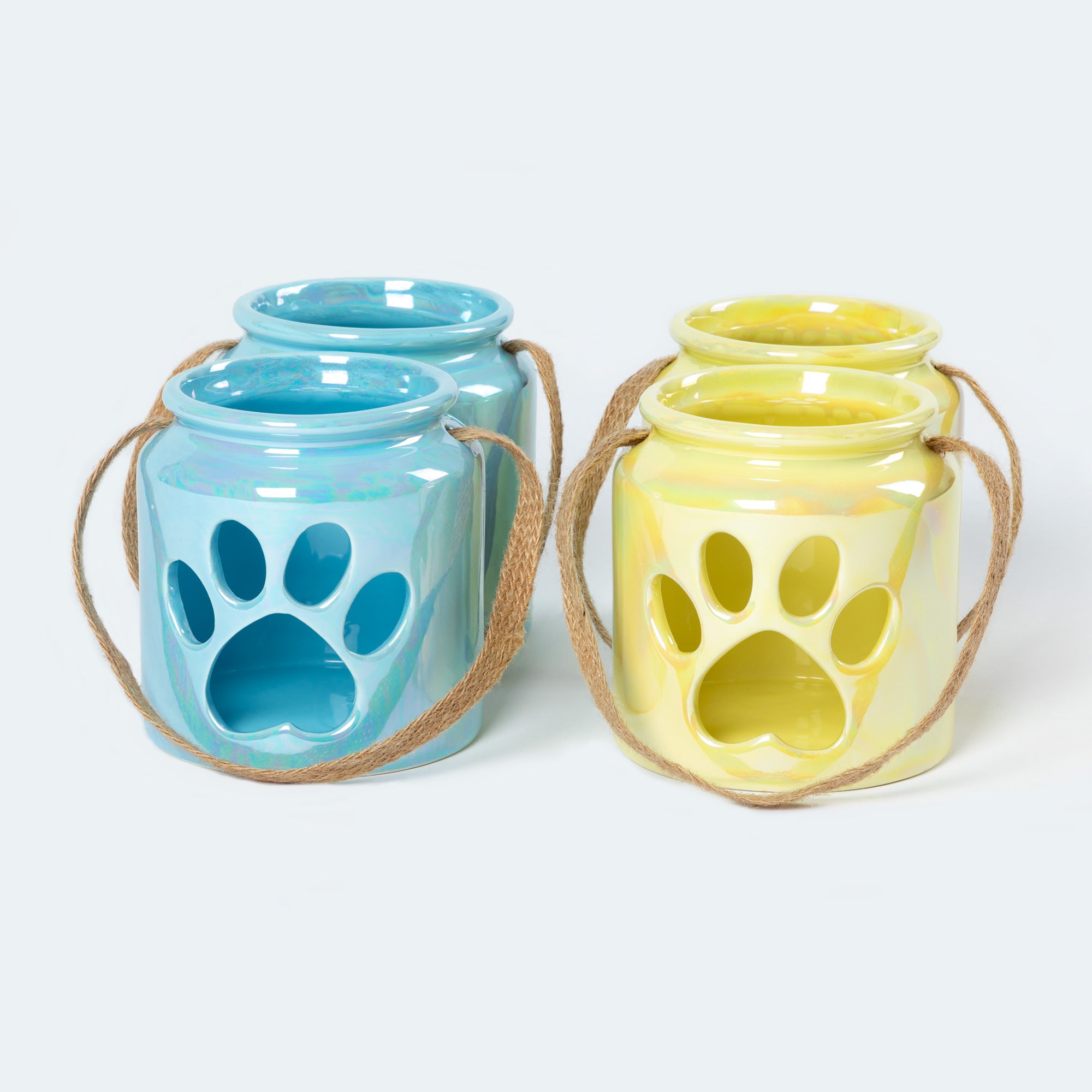 Heart Paw Candle Holder - Set Of 2 - Blue