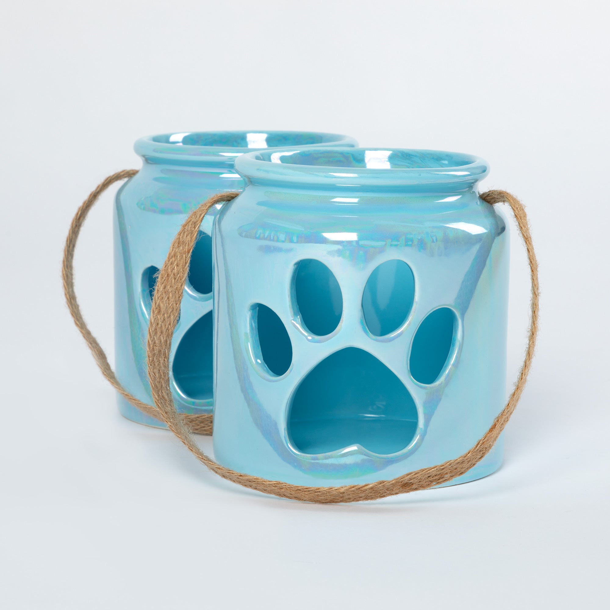 Heart Paw Candle Holder - Set Of 2 - Blue