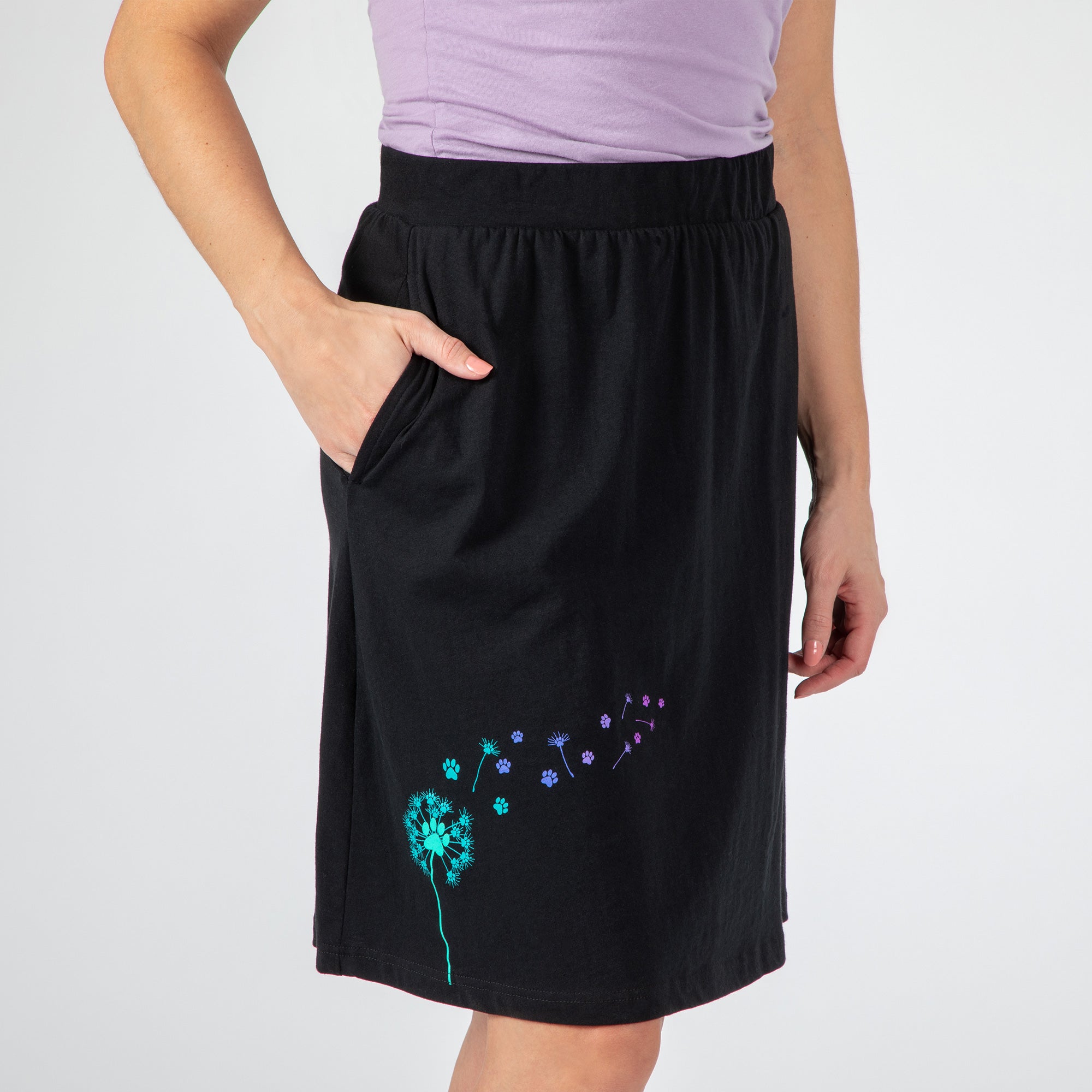 Dandelion Paw Print A-Line Skirt - 1X