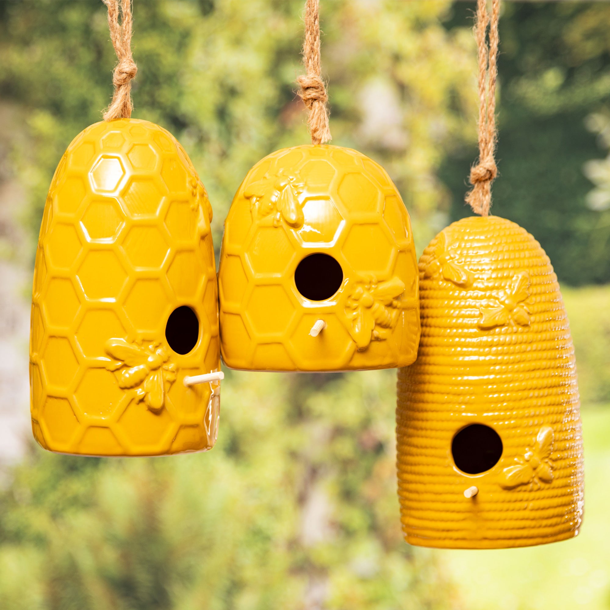 Functional Beehive Birdhouse - Tall Jute Rope