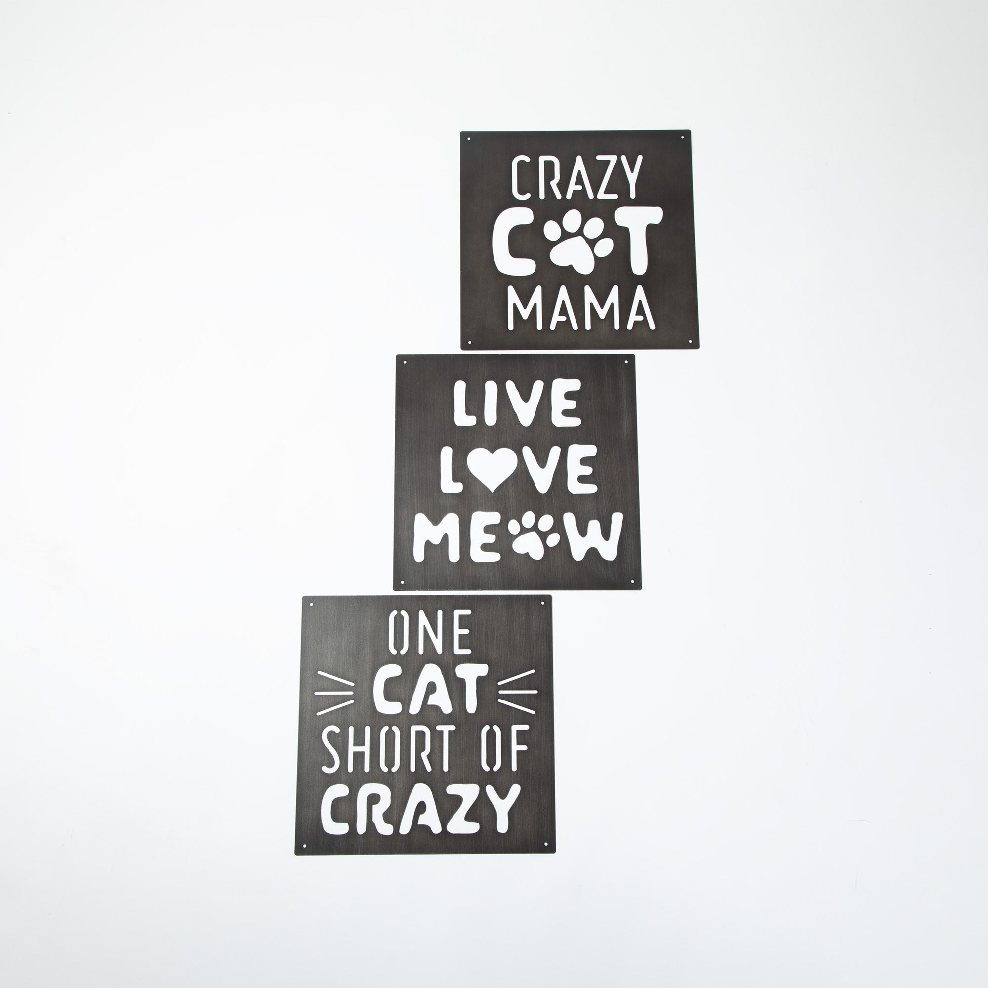 Cat Lover Outdoor Wall Decor Sign - One Cat Short Of Crazy