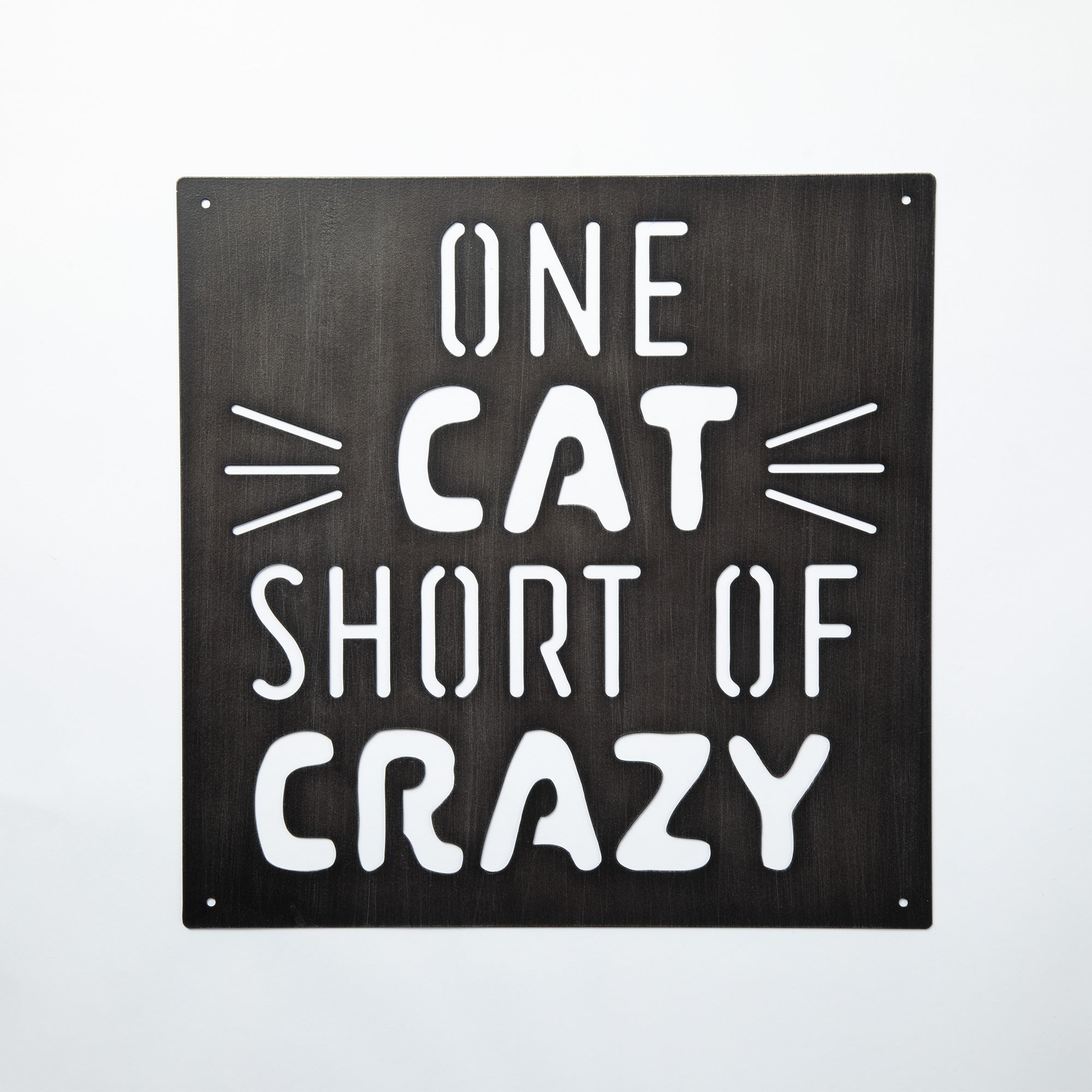 Cat Lover Outdoor Wall Decor Sign - One Cat Short Of Crazy
