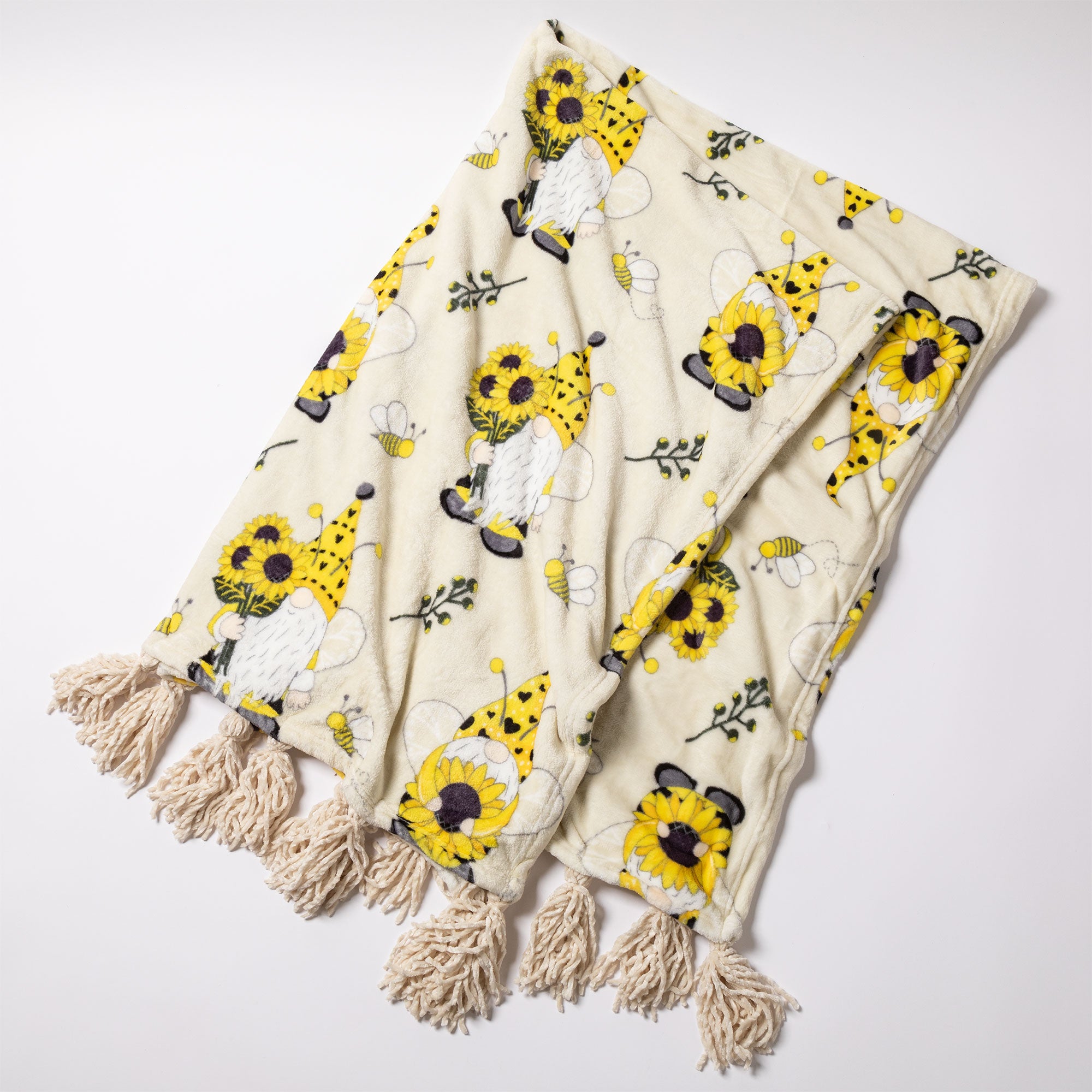 Golden Sunflower Fleece Throw Blanket - Sunflower Gnome