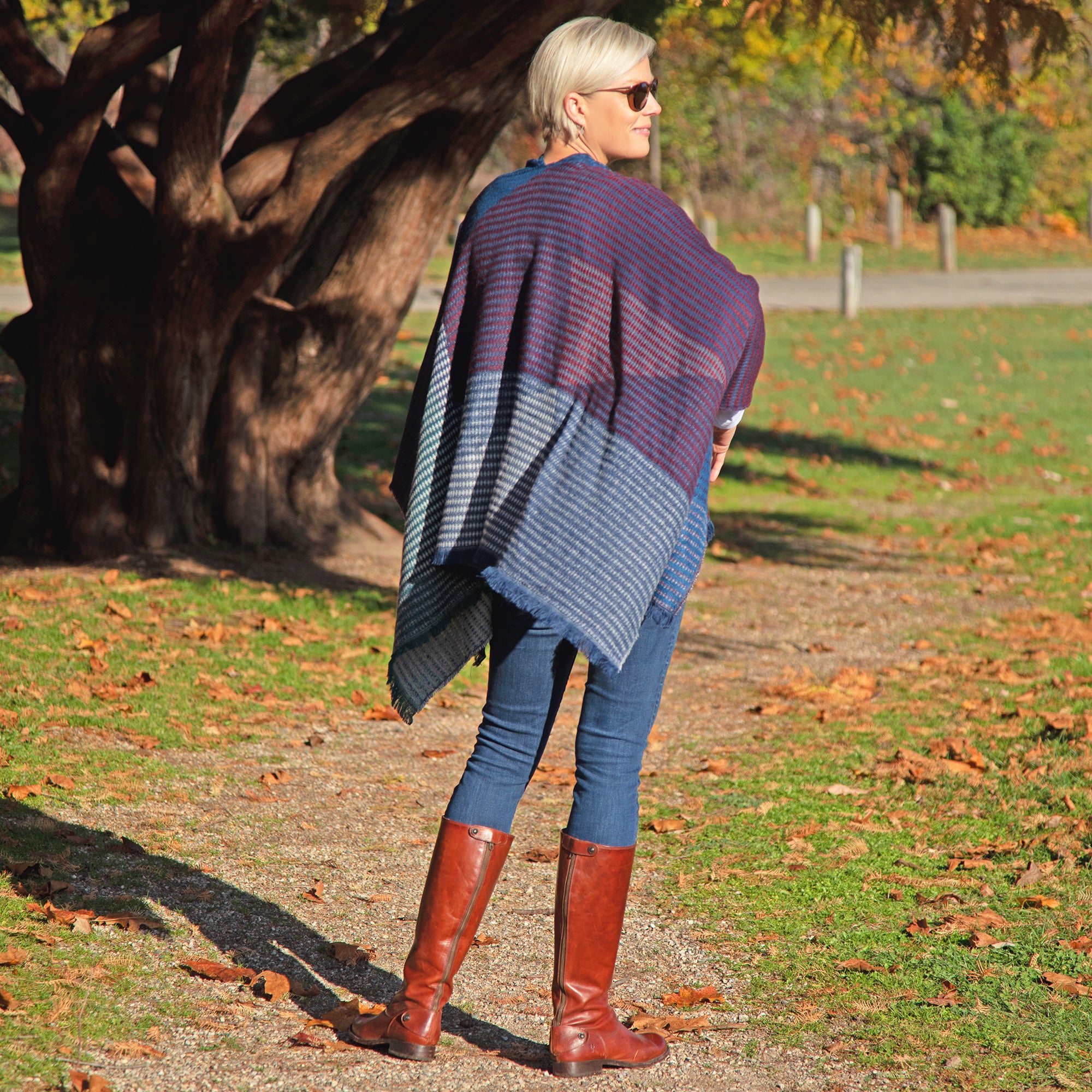 Wrapped In Style Poncho - Blue & Purple