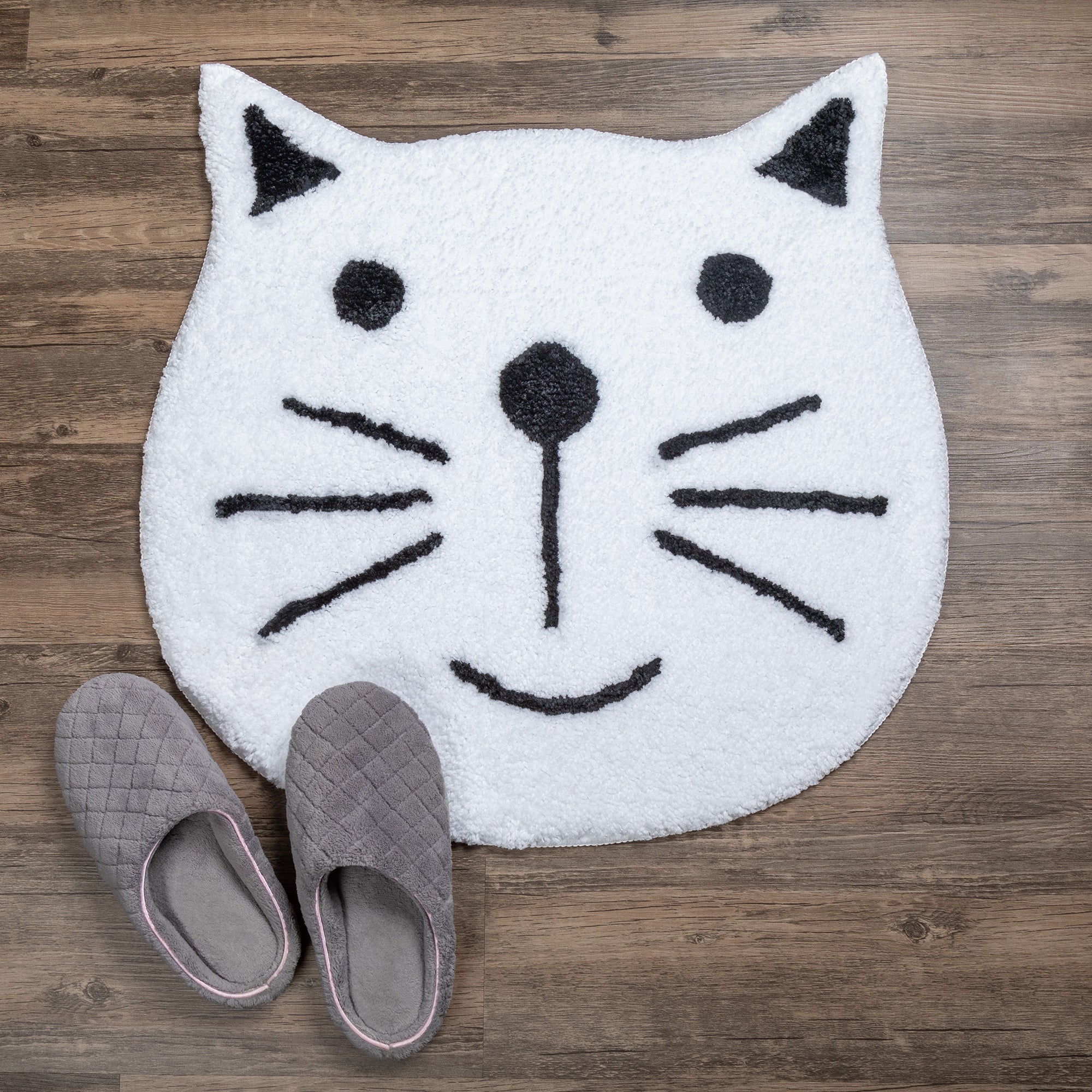 Cute Cat Face Floor Mat - White