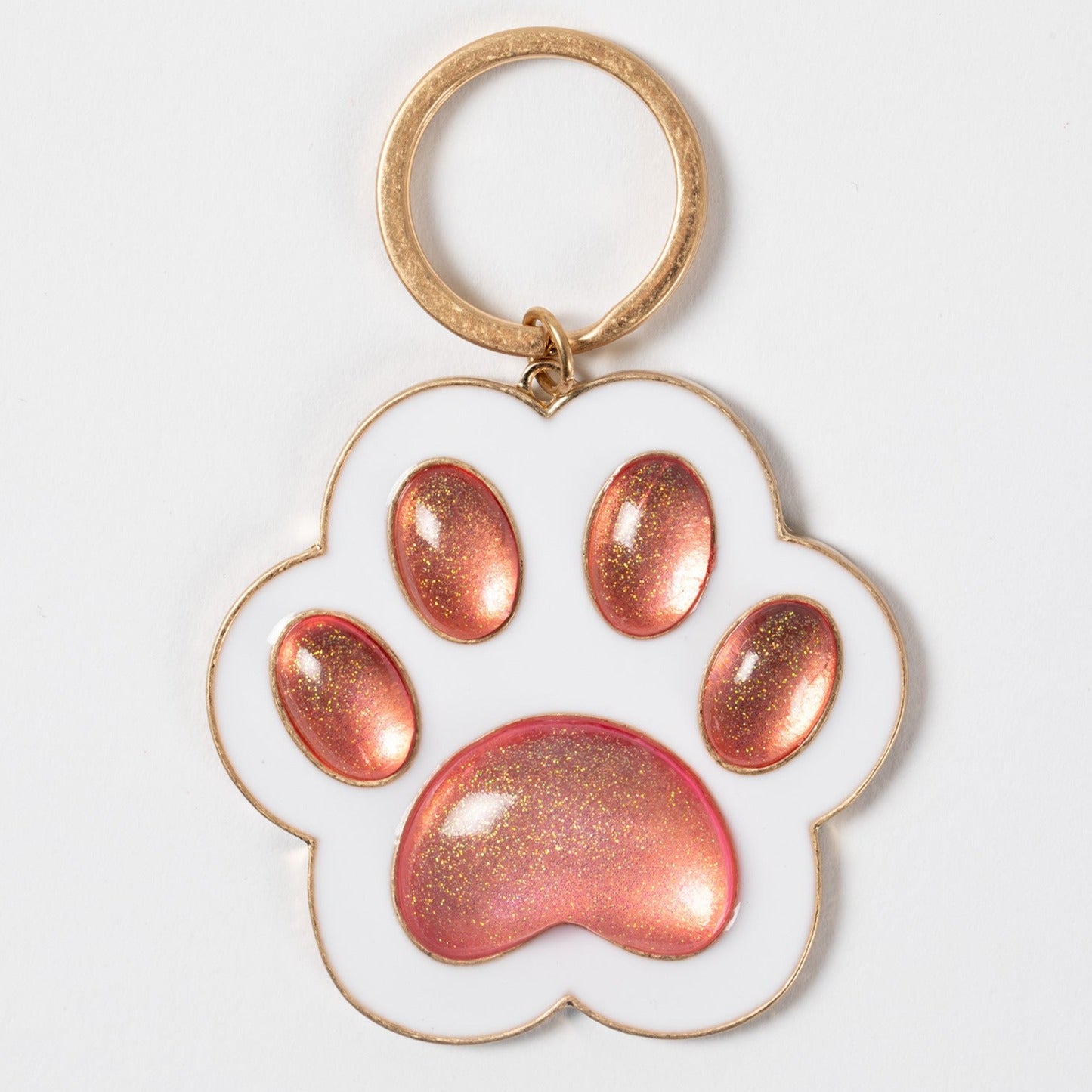 Stay Pawsitive Paw Print Keychain - White