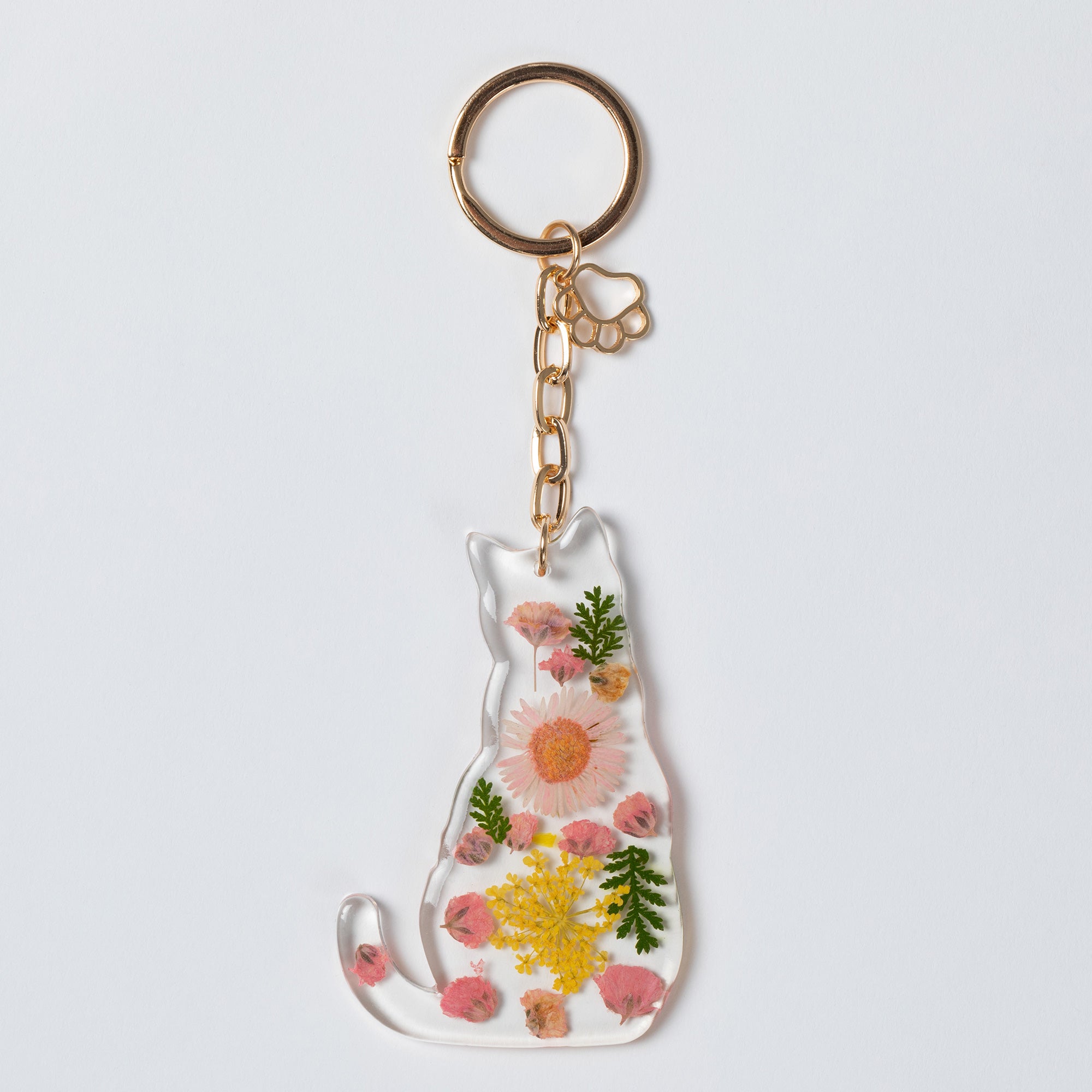 Real Flowers Glamorous Pet Keychain - Cat - Pink
