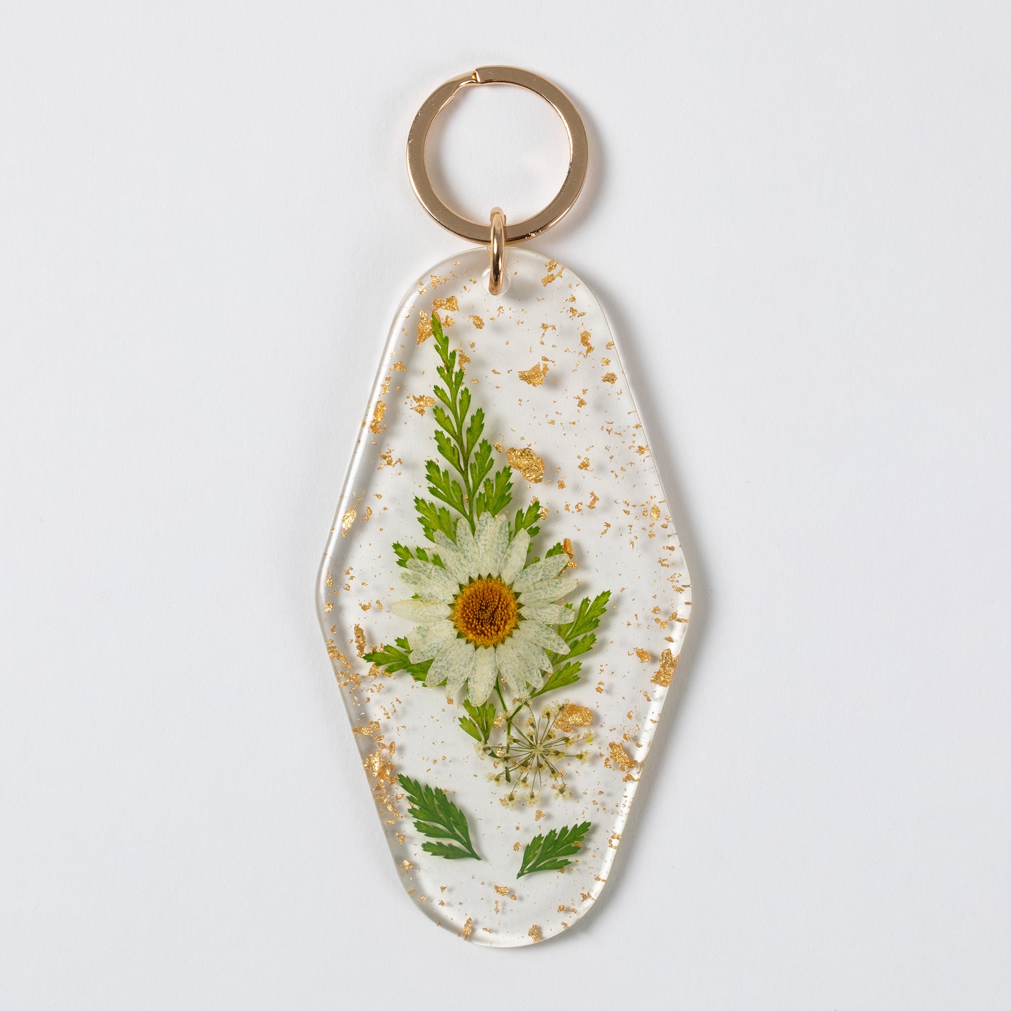 Elegant Real Flowers Keychain - White Flower