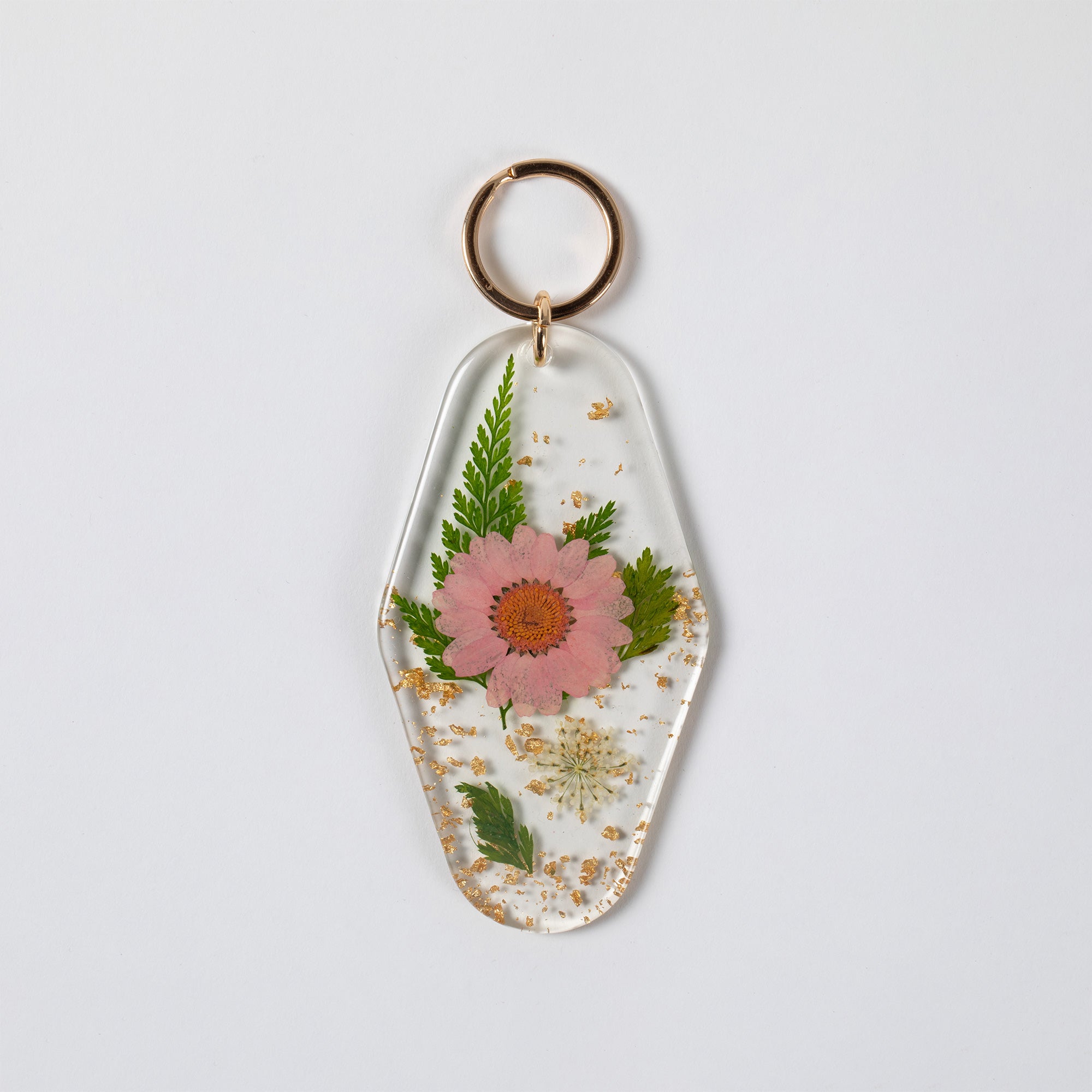 Elegant Real Flowers Keychain - Pink Flower