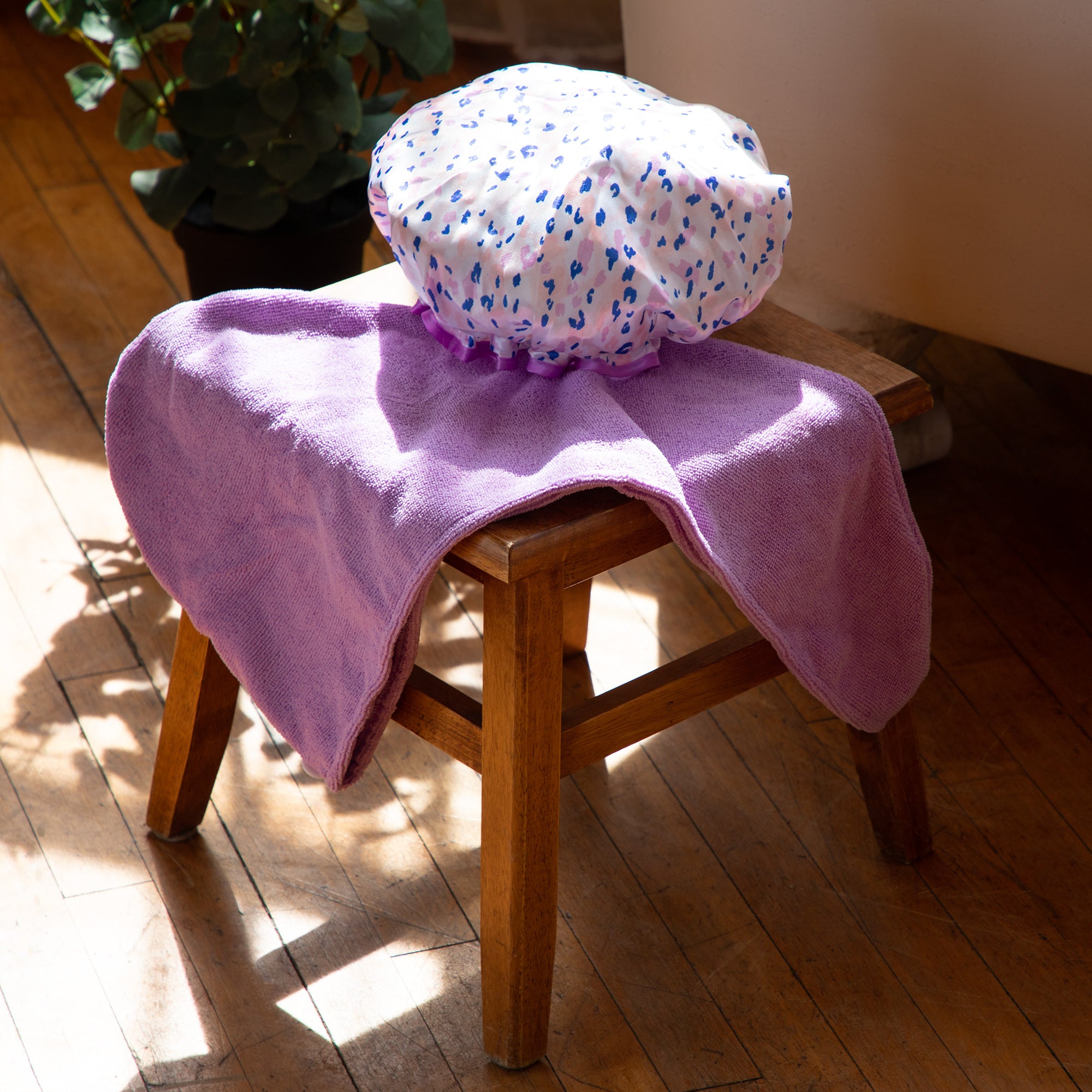 Cala® Shower Cap & Hair Turban Set - Purple