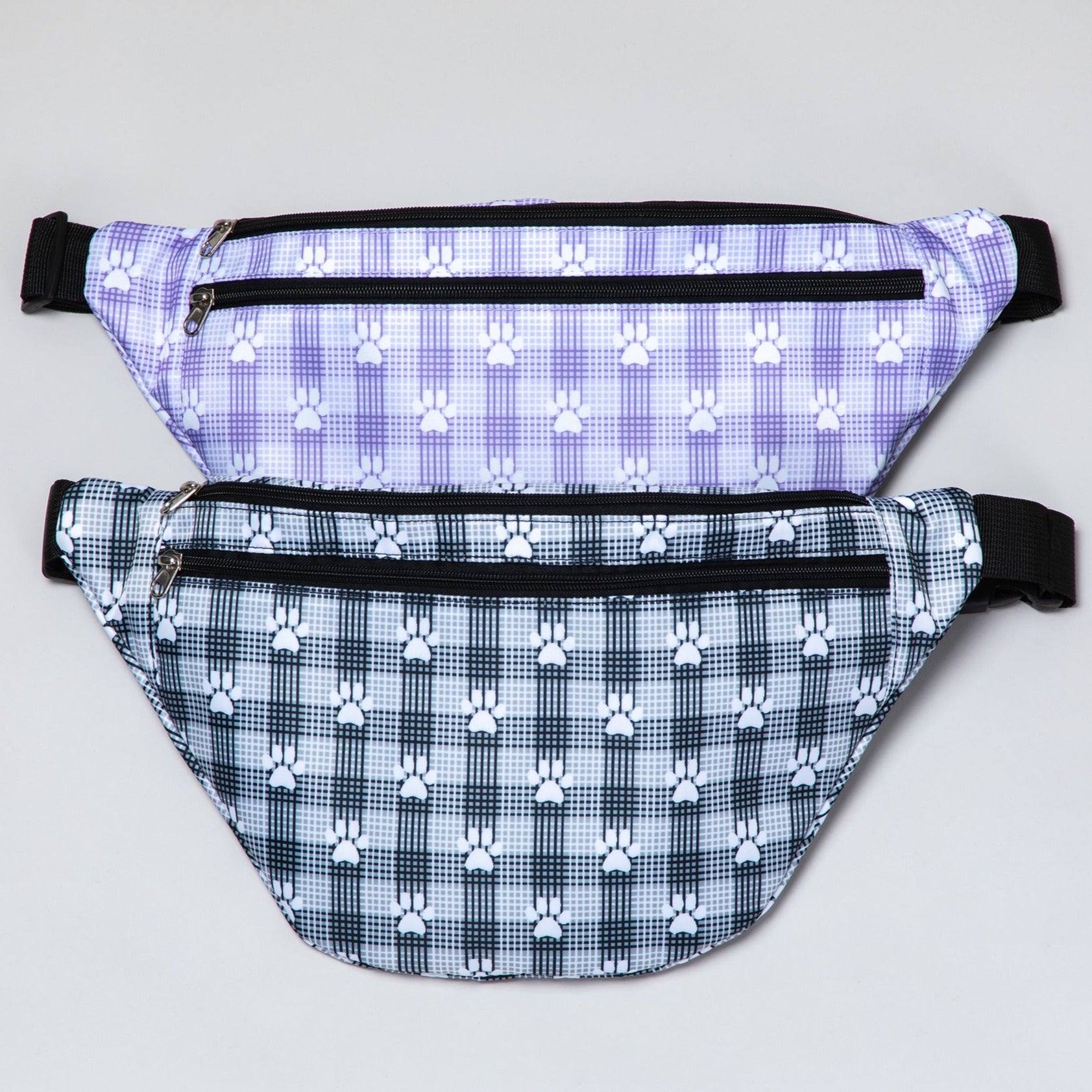 Basket Weave Paws Large Fanny Pack - Purple