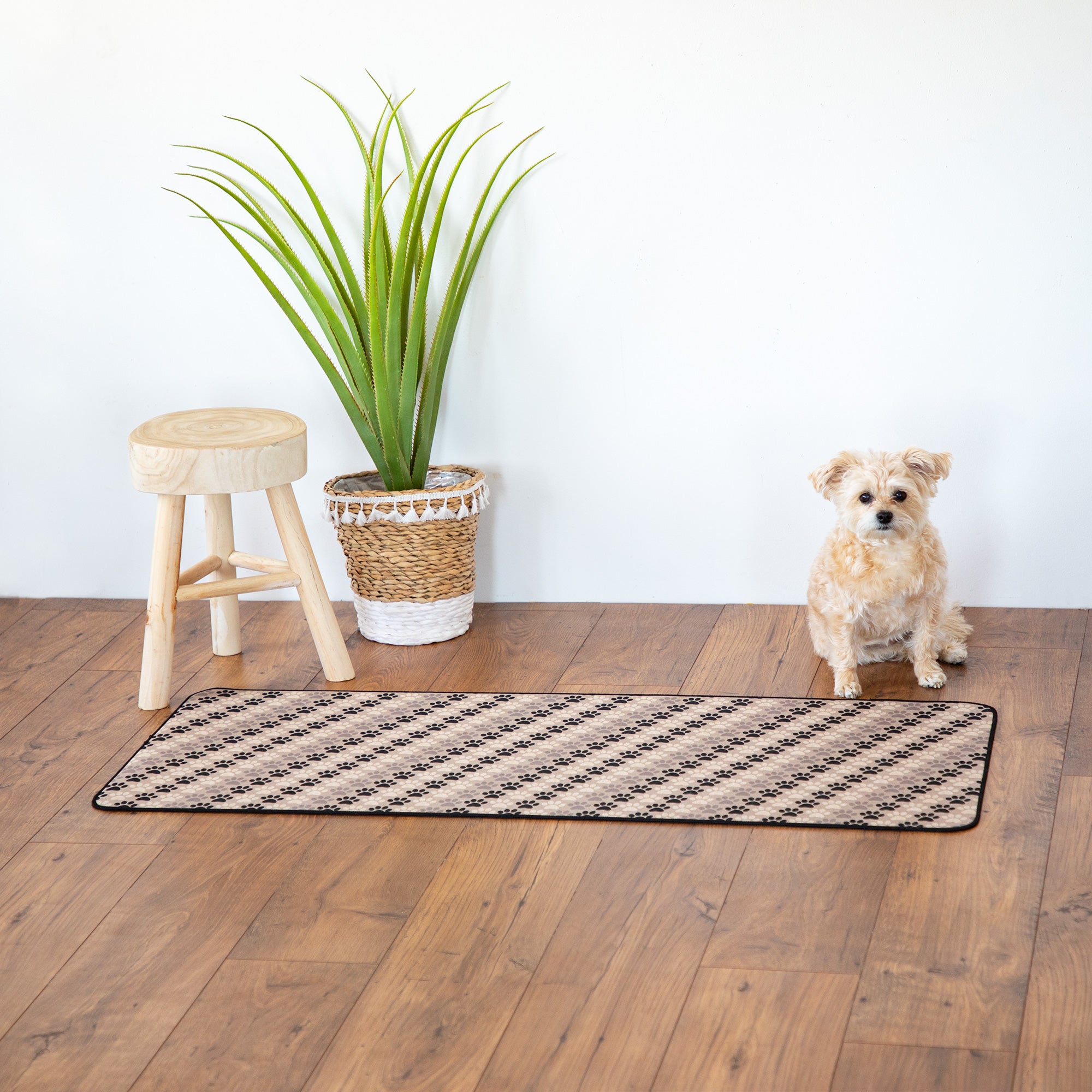 Diagonal Paws Floor Runner - Black Paws