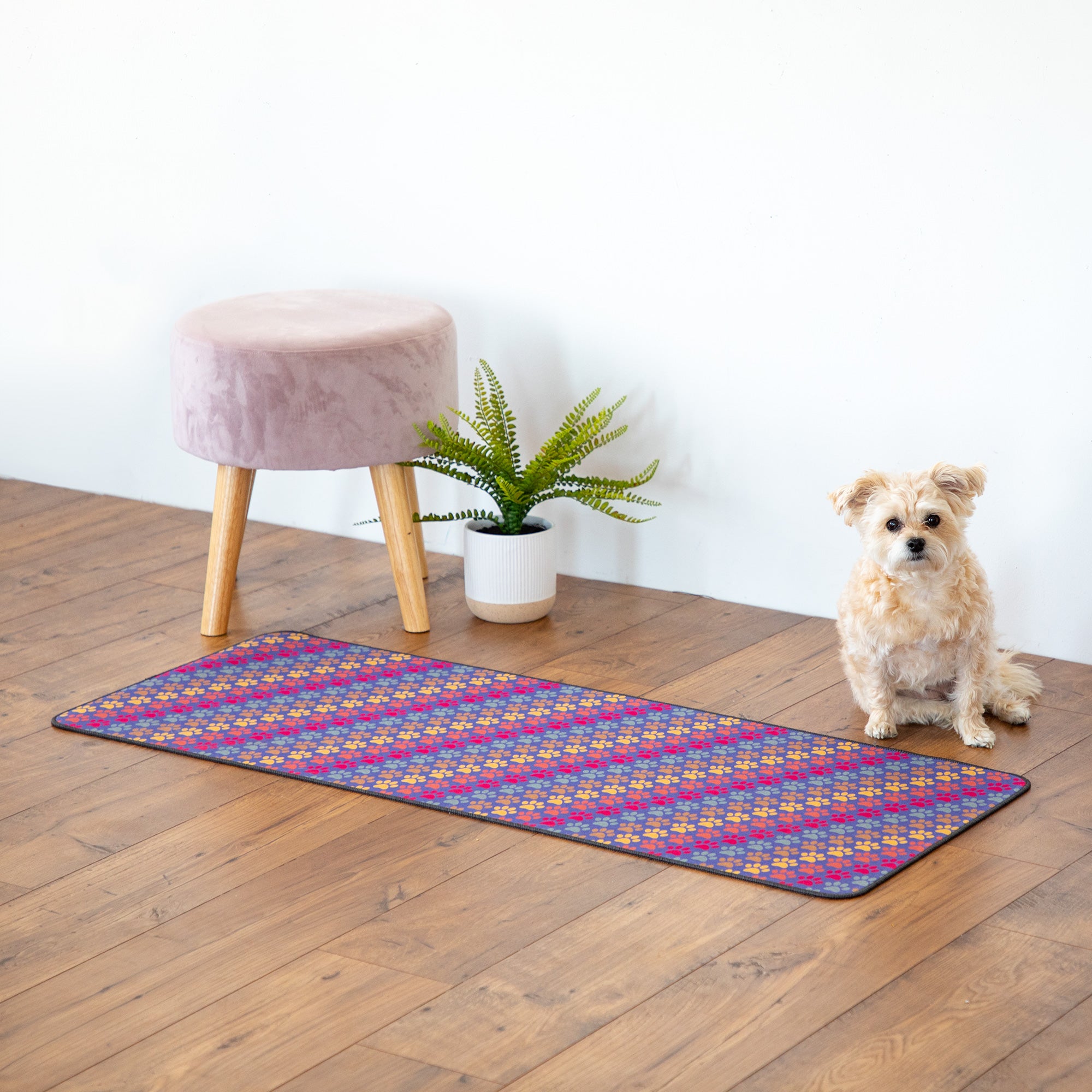 Diagonal Paws Floor Runner - Pastel Paws