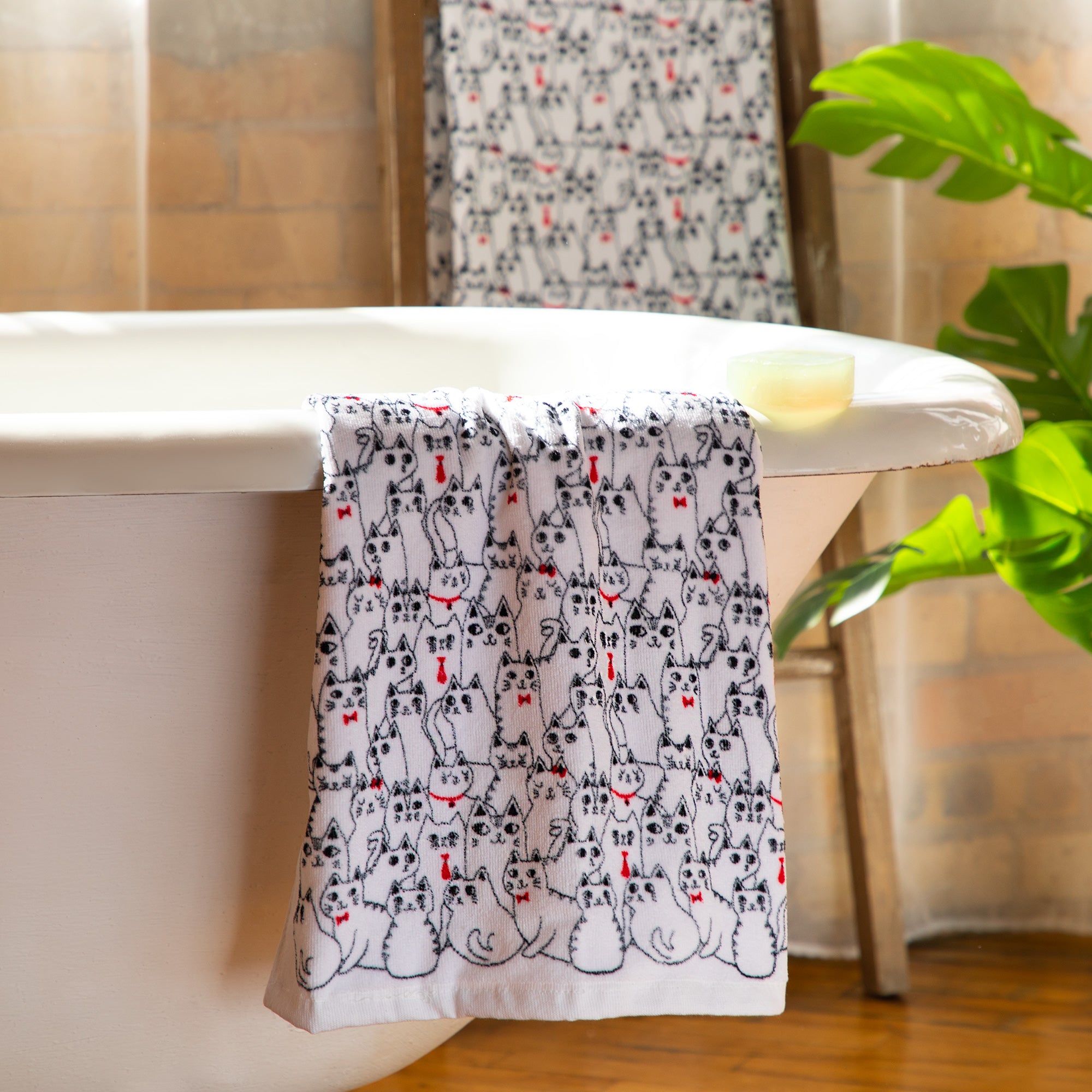 Posh Pets Bathroom Hand Towel - Set Of 2 - Cat