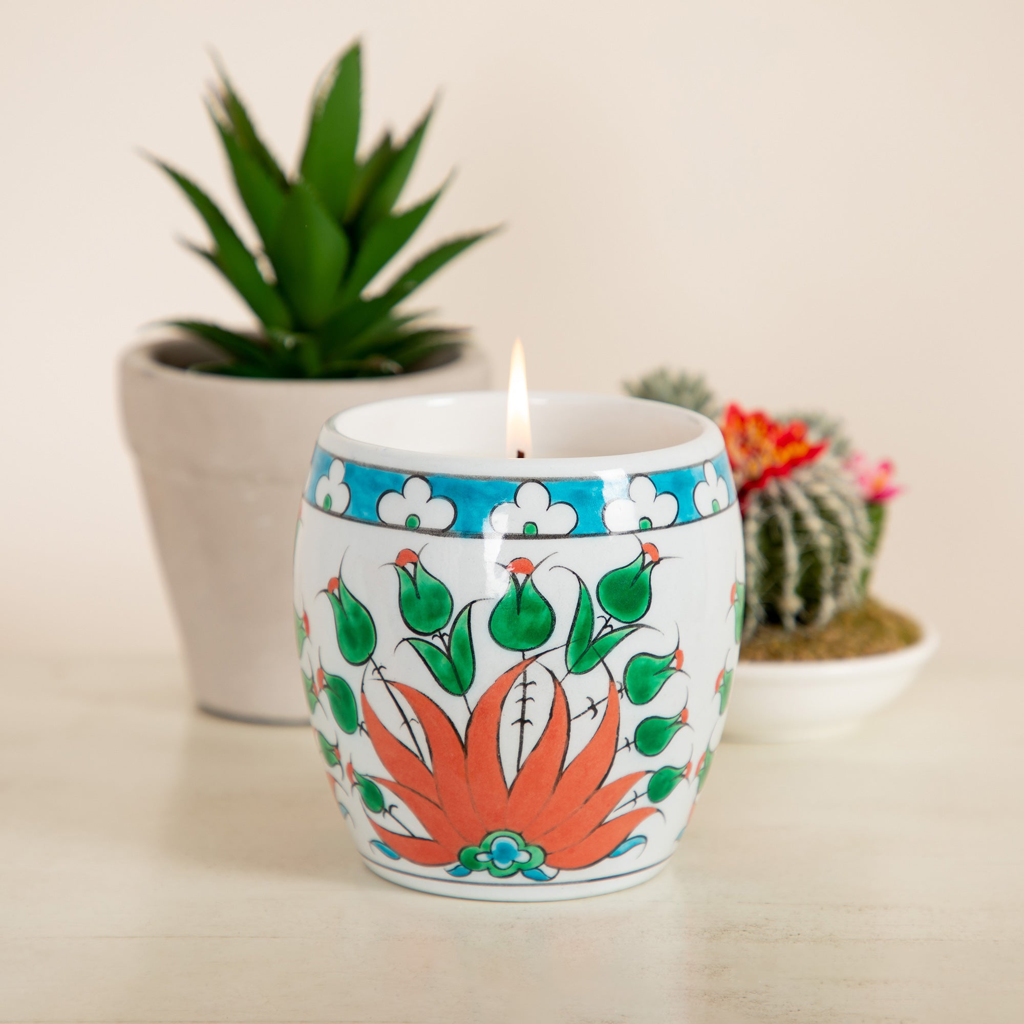 Ceramic Artisan Hand-Poured Candle - Rosemary - Dahlia