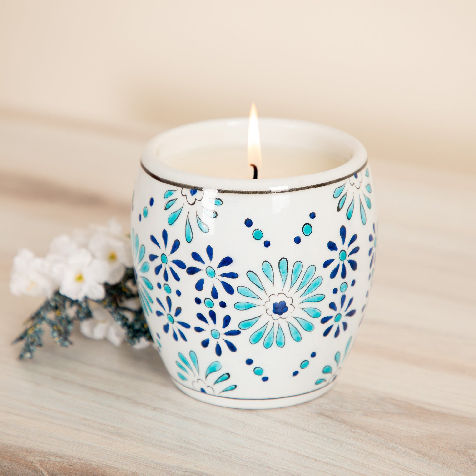 Ceramic Artisan Hand-Poured Candle - Rosemary - Splendor