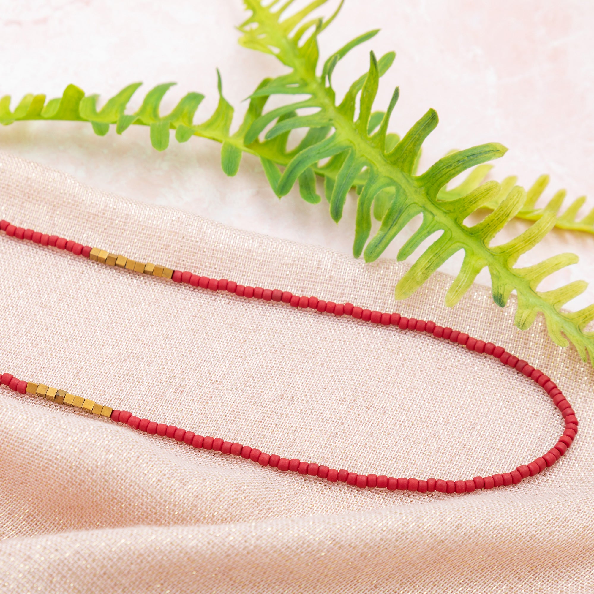 Iraqi Delicate Rope Necklace - Red