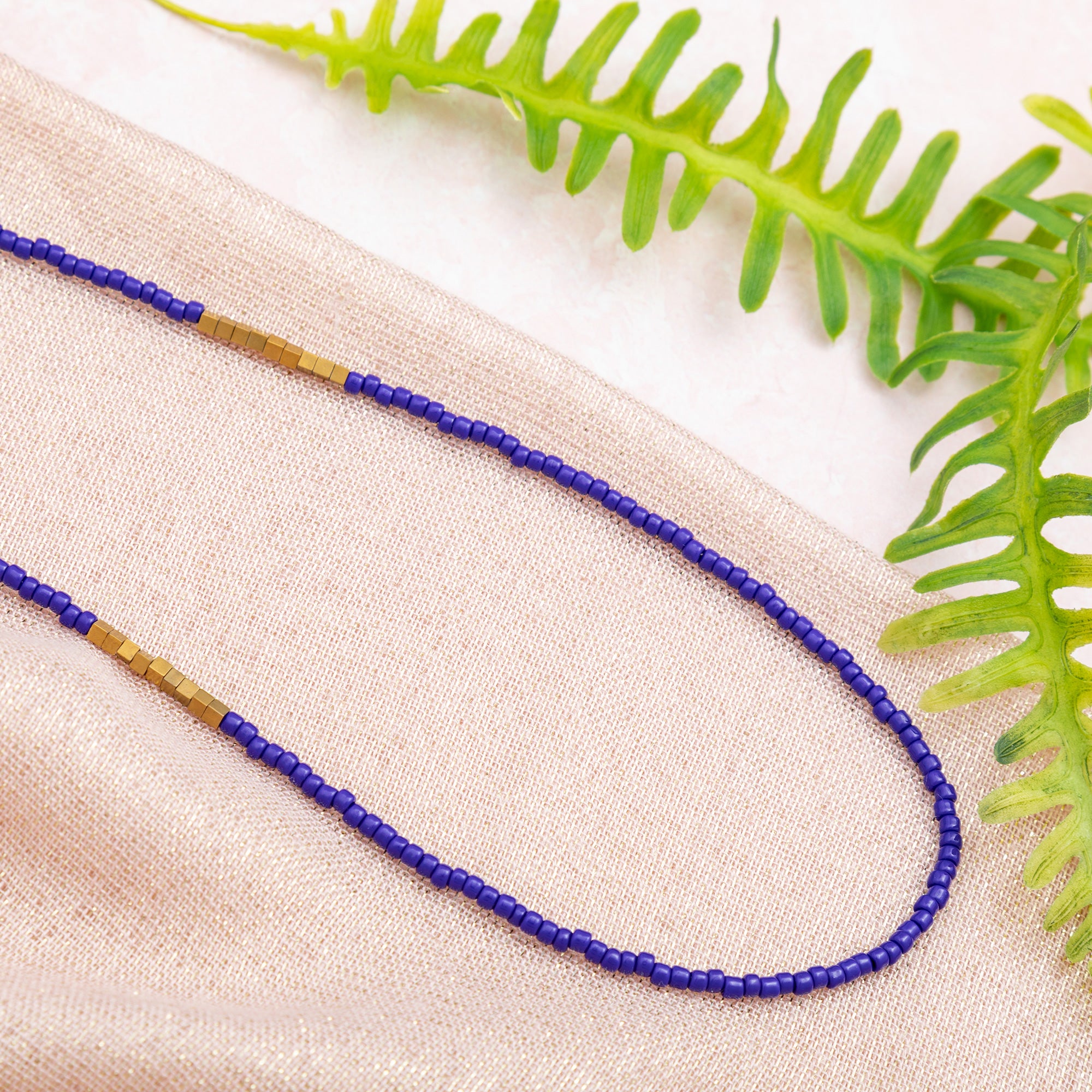 Iraqi Delicate Rope Necklace - Navy Blue