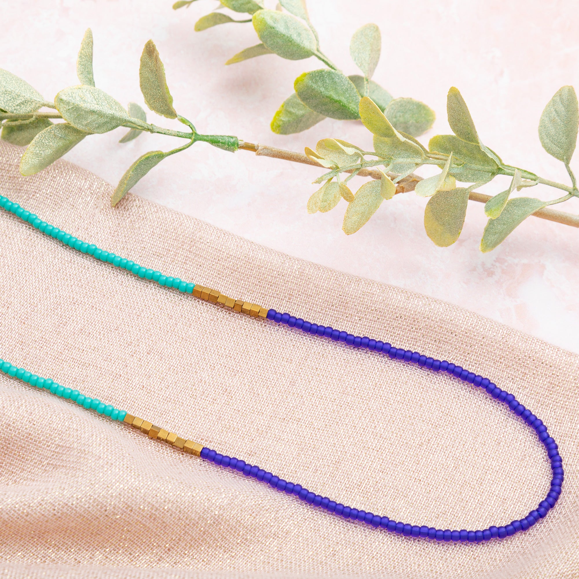 Iraqi Delicate Rope Necklace - Blue/Turquoise