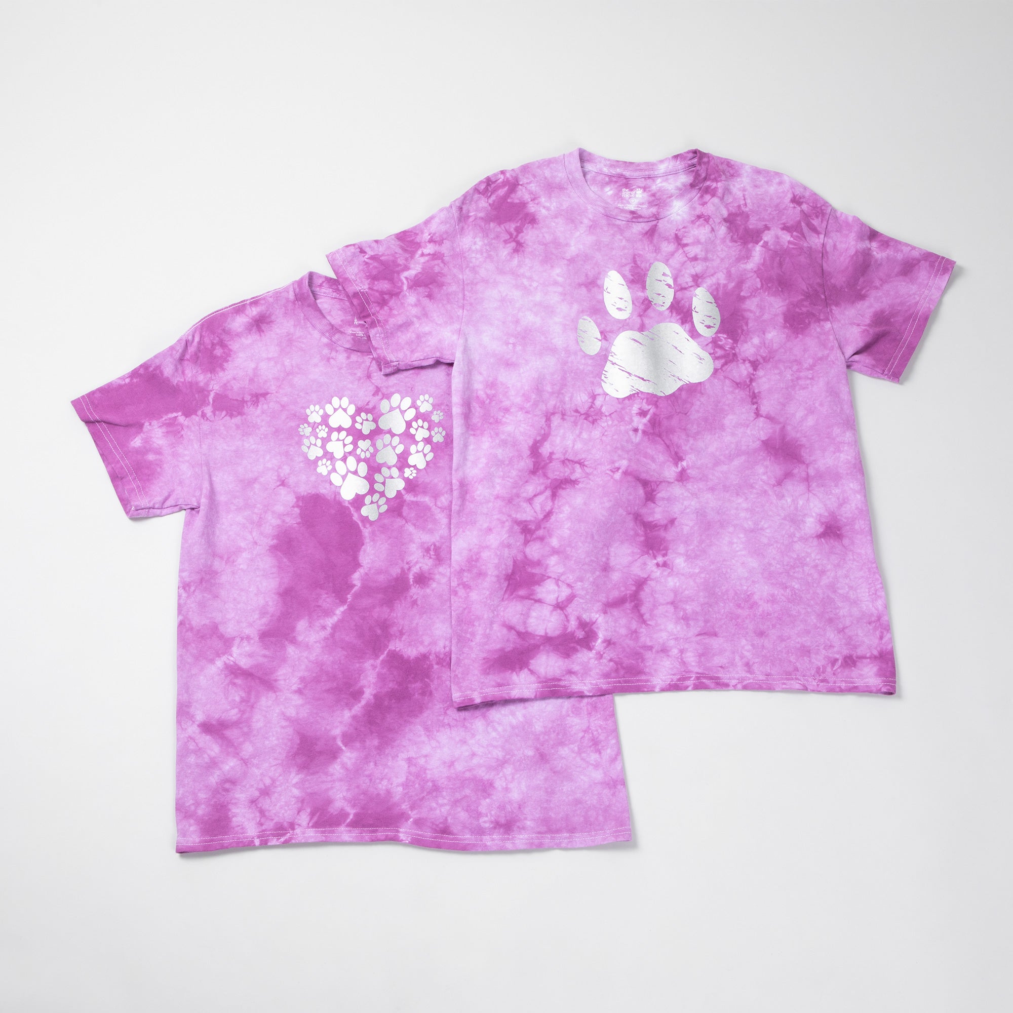 Paw Print Boysenberry Tie-Dye T-Shirt - Heart Paws - S