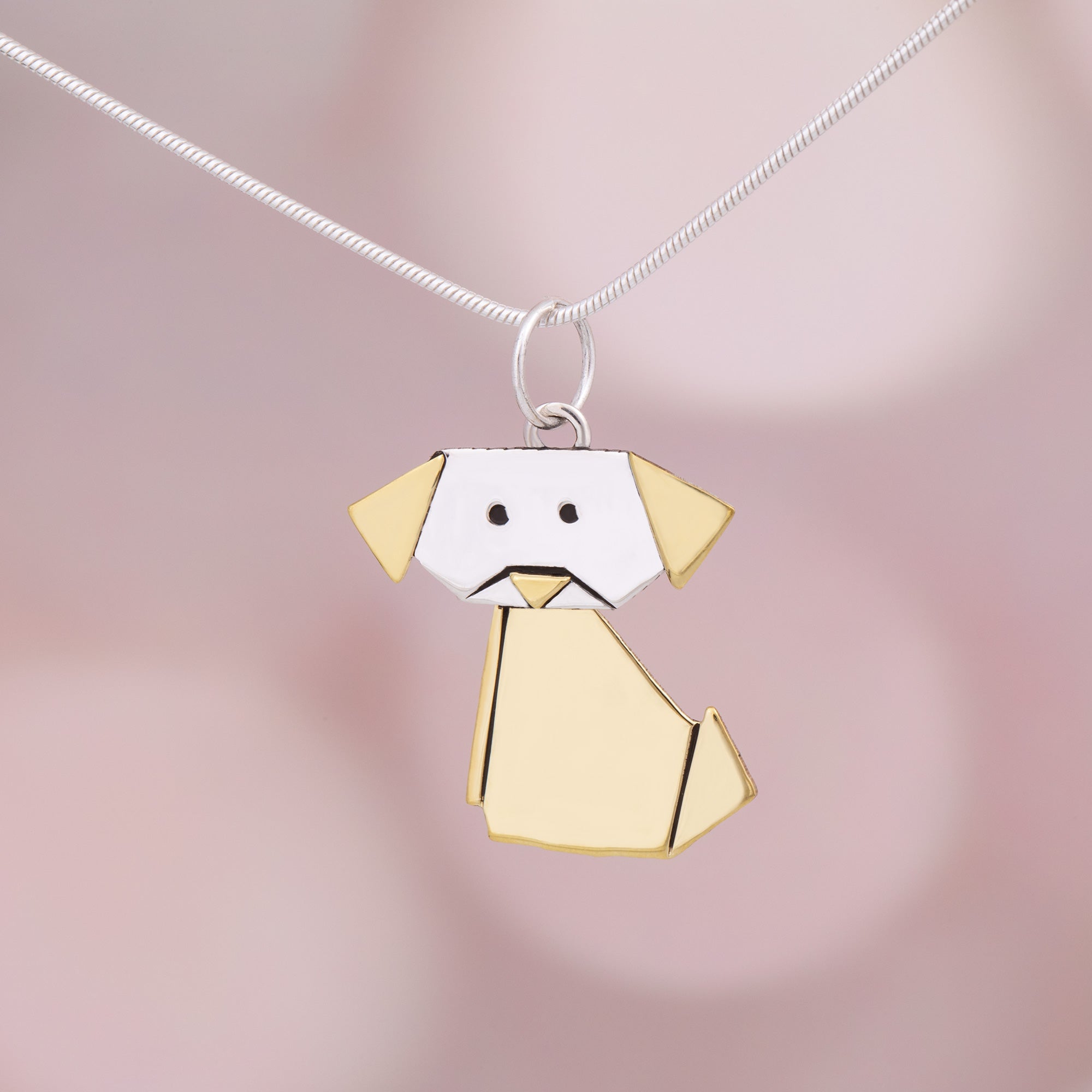 Origami Pet Necklace - Dog - With Snake Chain