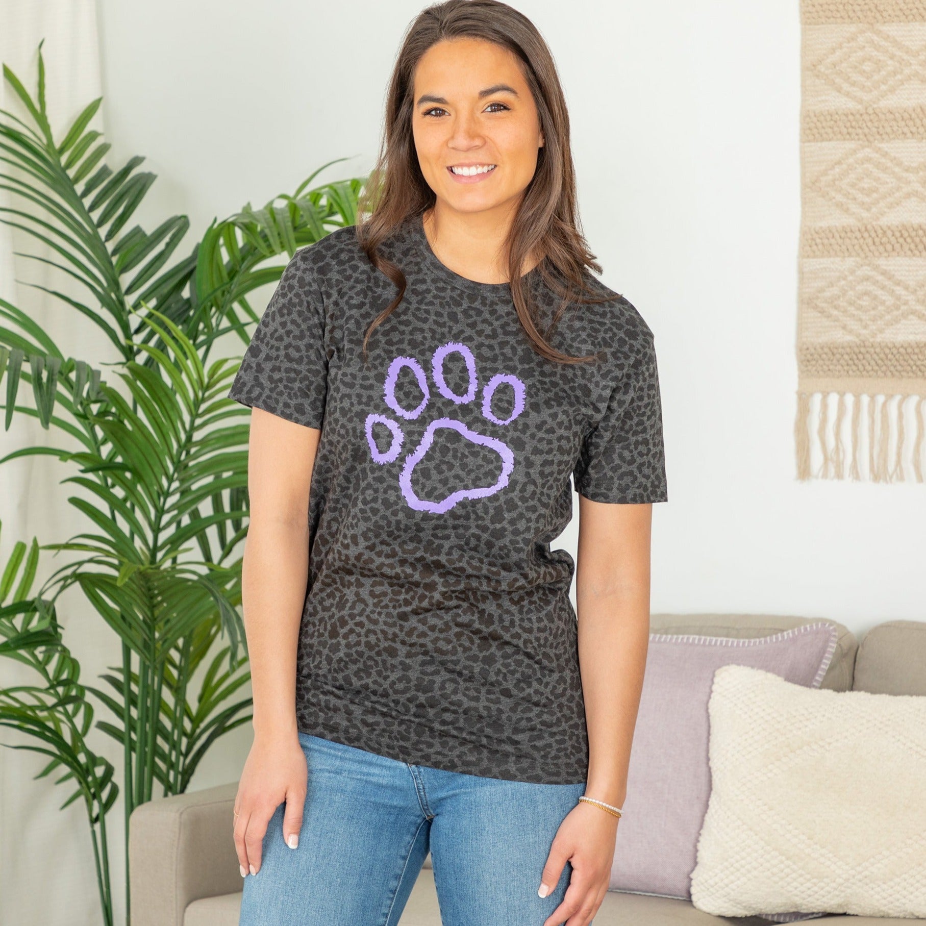 Leopard Paw Tee - Brown - S
