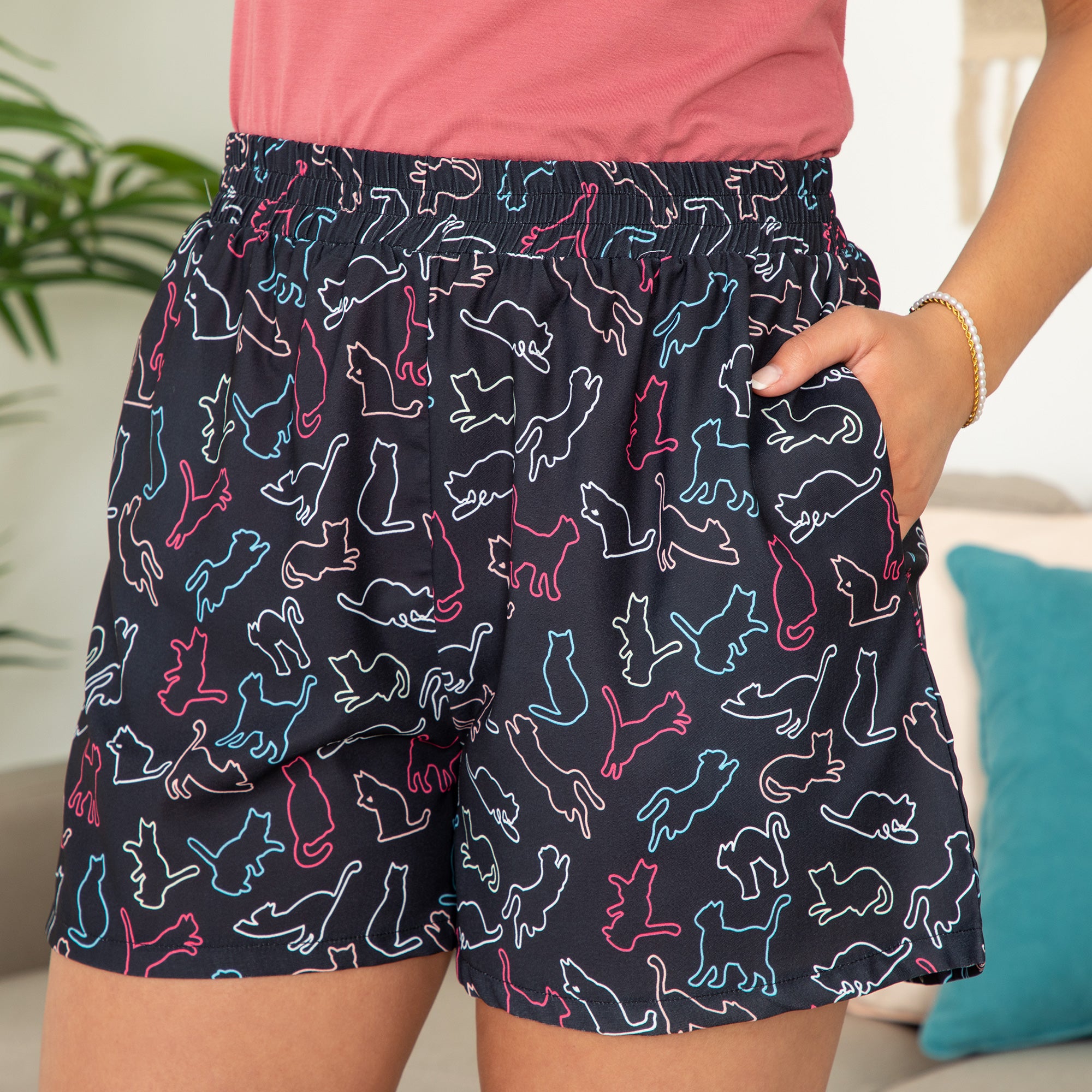 Animal All Over Fashion Shorts - Cats - M