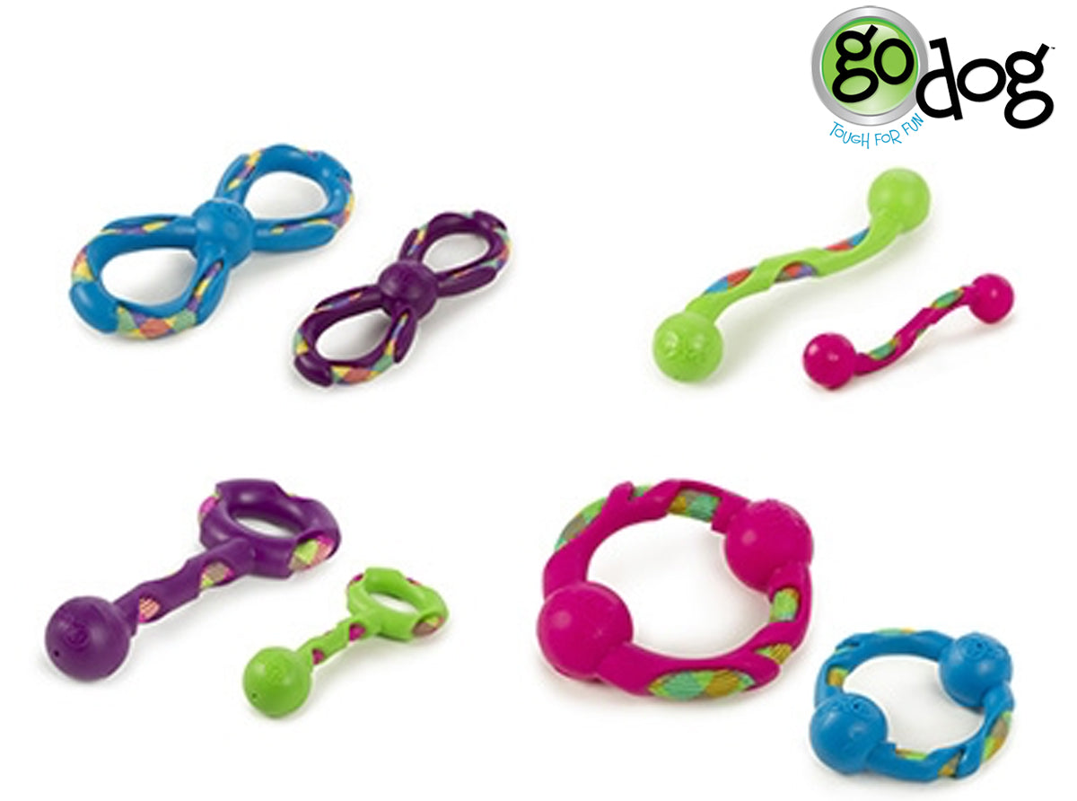 GoDog Rope Tek Toys - Bone Small - Pink
