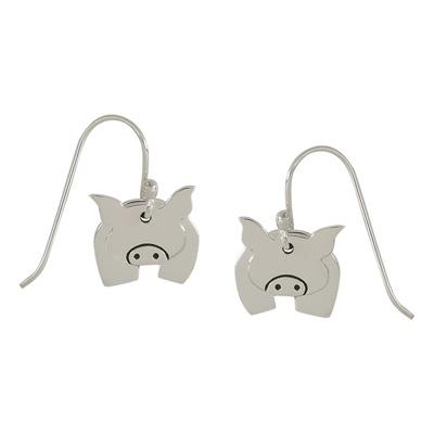 Dancing Pig Sterling Silver Earrings