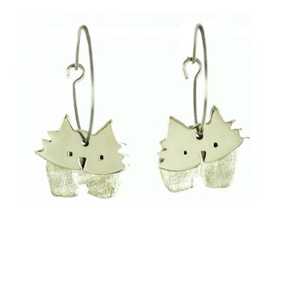 Dancing Cat Silver-Tone Hoop Earrings