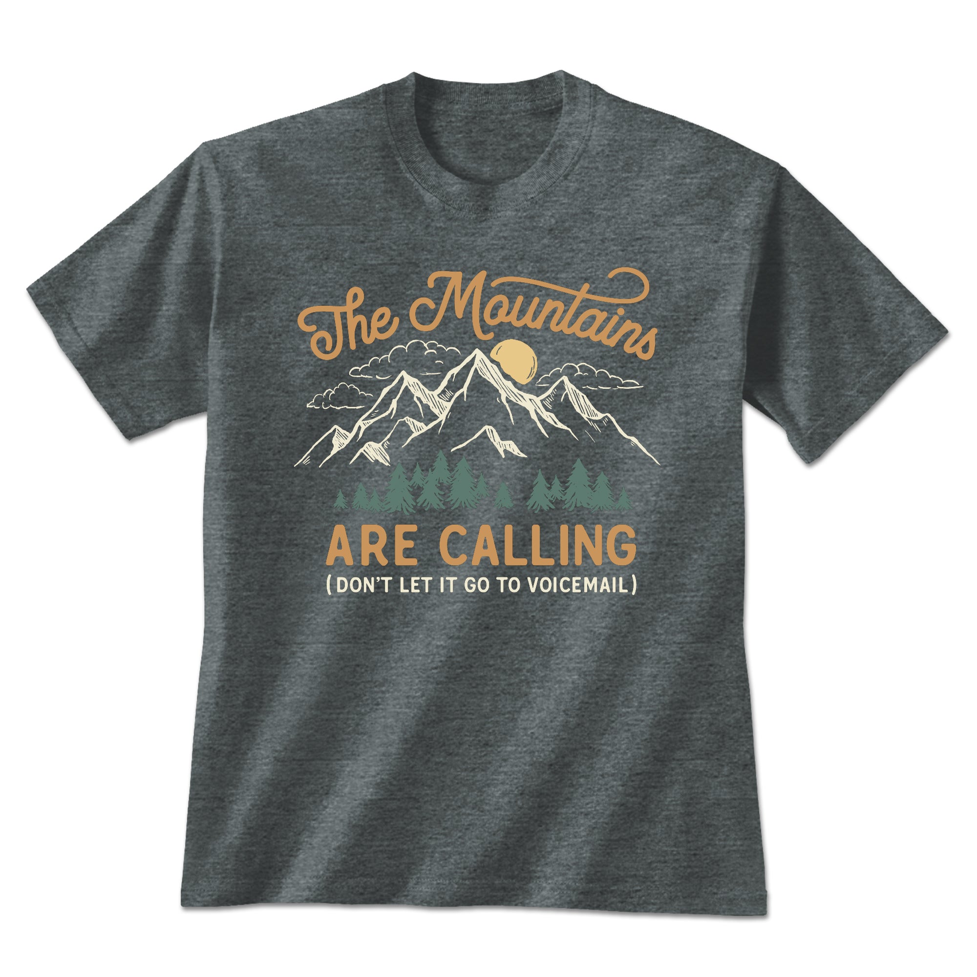 Earth Sun Moon The Mountains Are Calling T-Shirt - Dark Heather - S