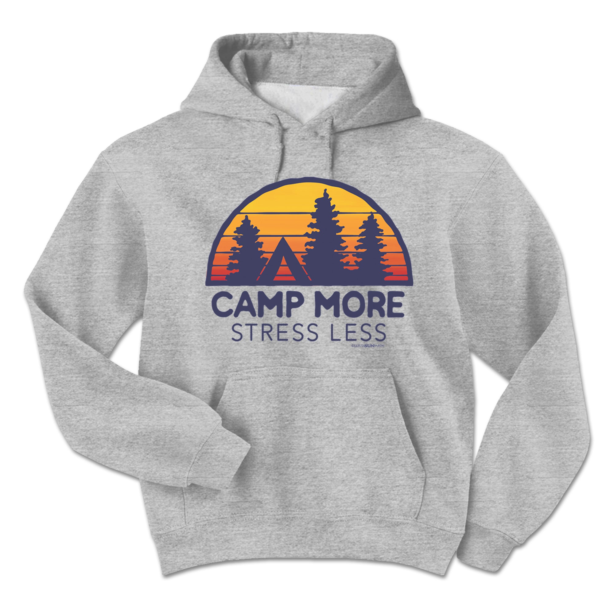 Earth Sun Moon Camp More Stress Less Adult Hoodie - Sports Grey - XL