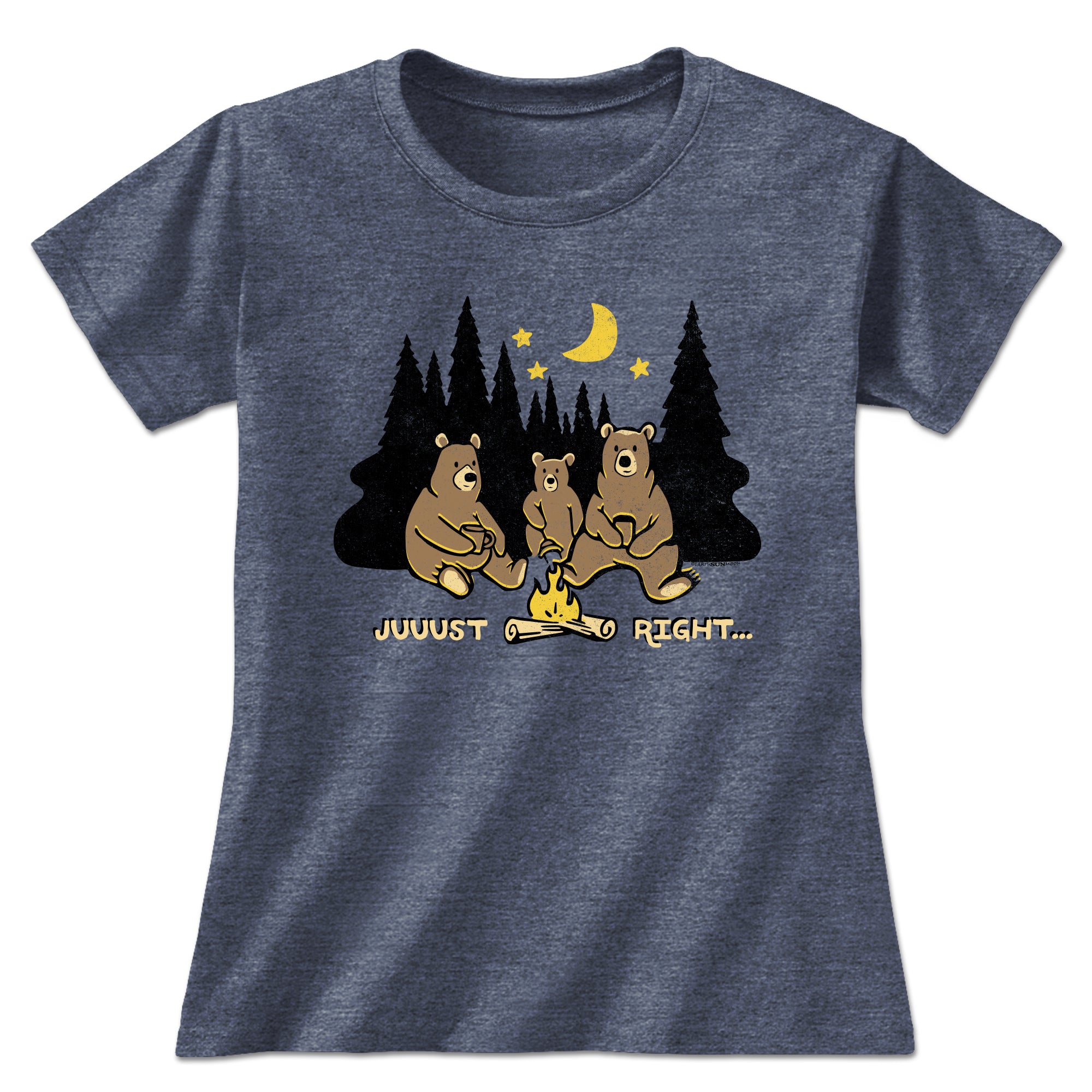 Juuust Right Campfire Ladies T-Shirt - Heather Navy - L