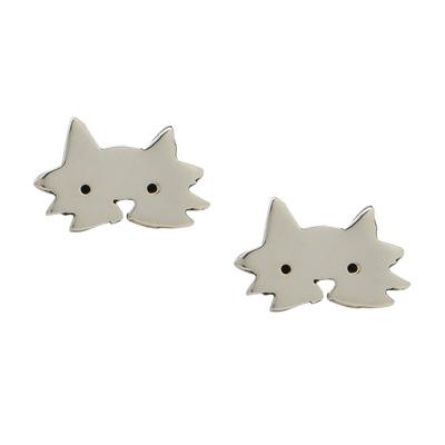 Cat Sterling Silver Post Earrings