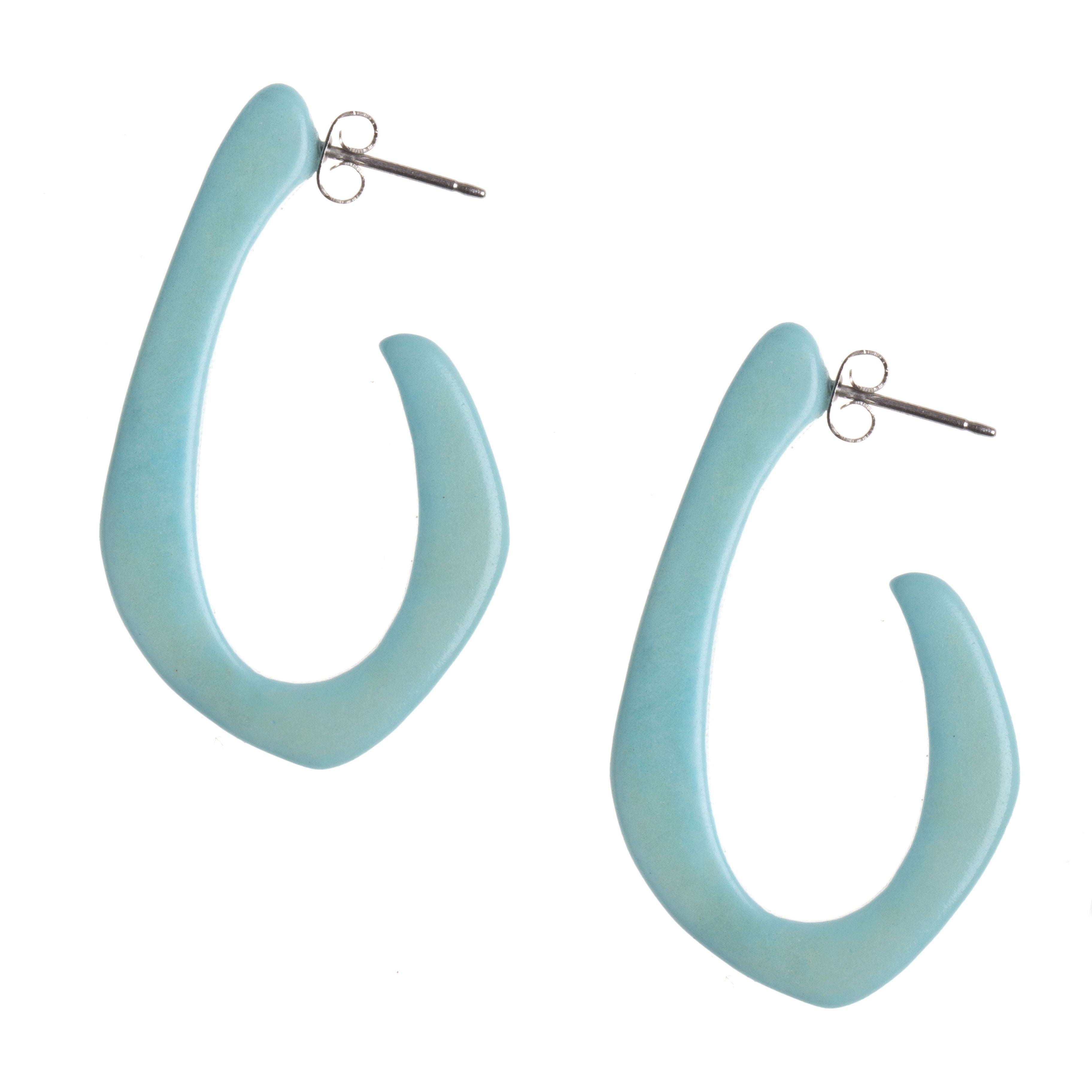 Elena Open Hoop Earrings - Aqua Sky