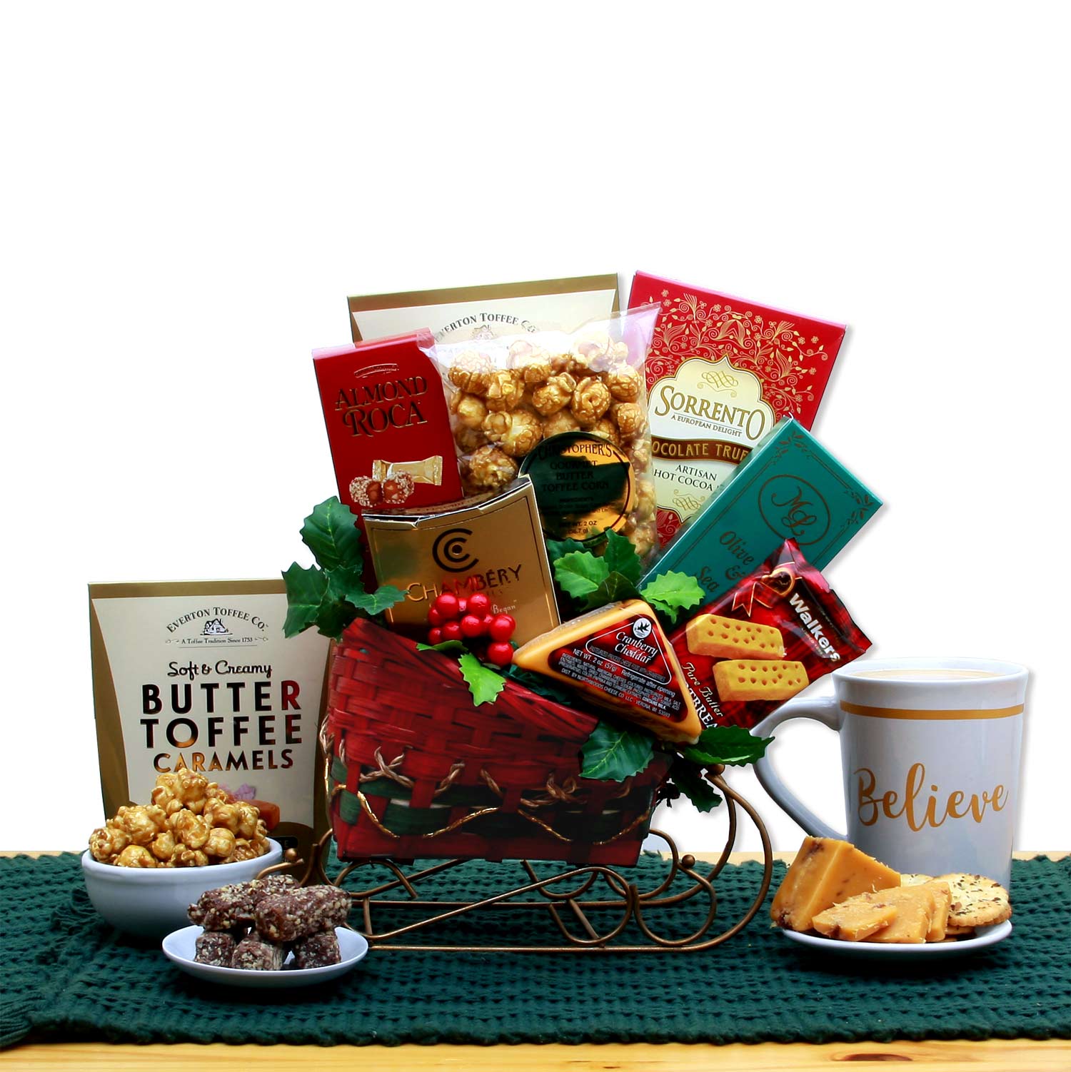 A Holiday Classic Old Fashioned Sleigh Gift Basket