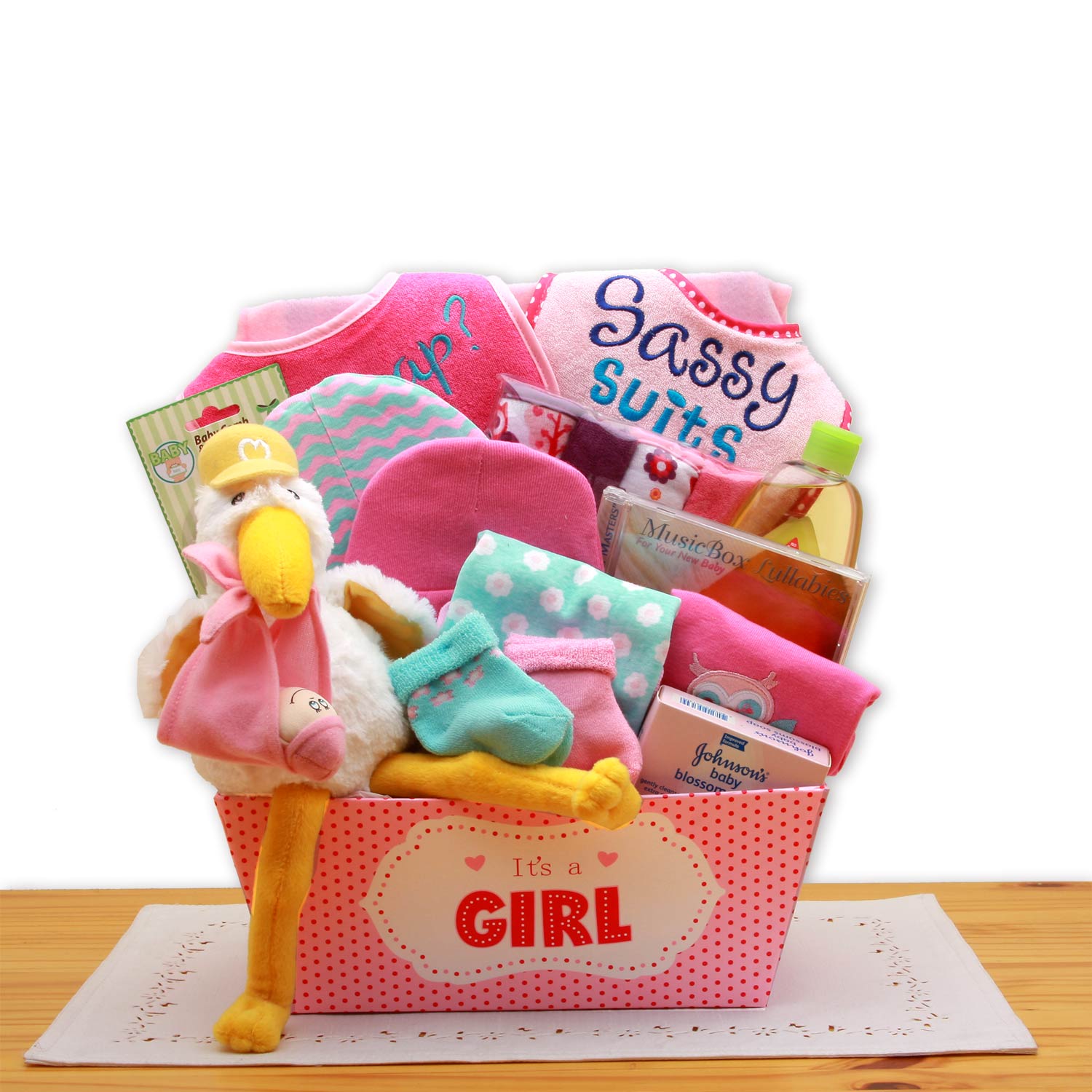 A Special Delivery New Baby Gift Basket- Pink