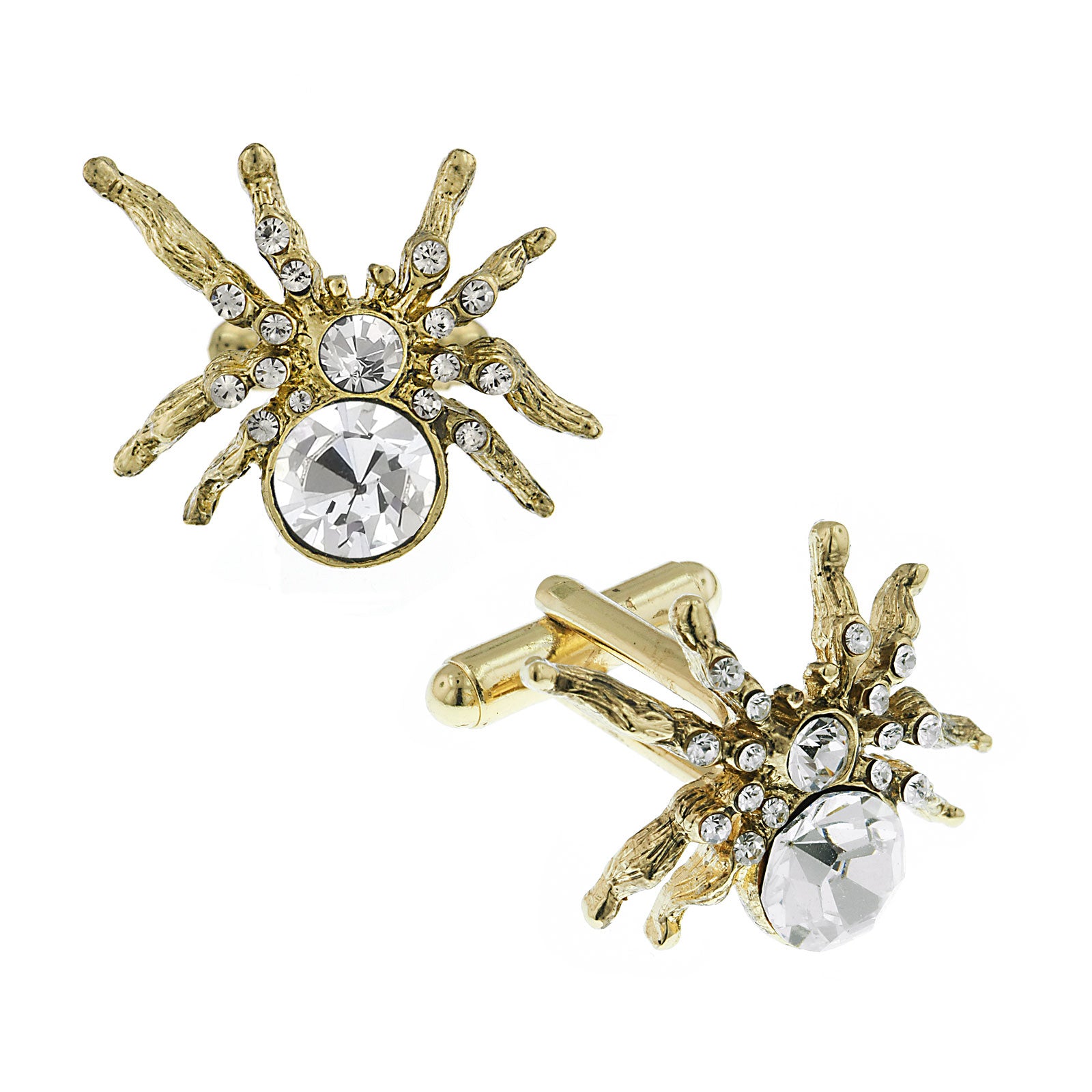 14K Gold Dipped Crystal Spider Cufflinks