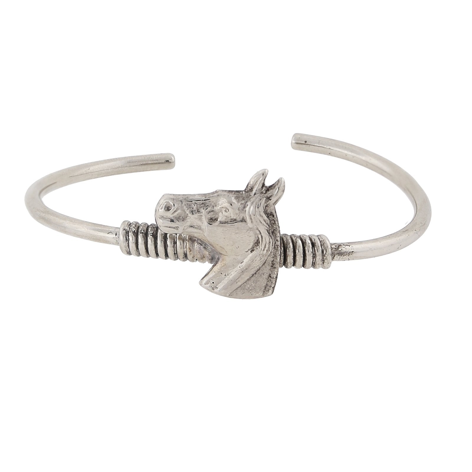 Silver-Tone Horse Spring Hinge Bracelet
