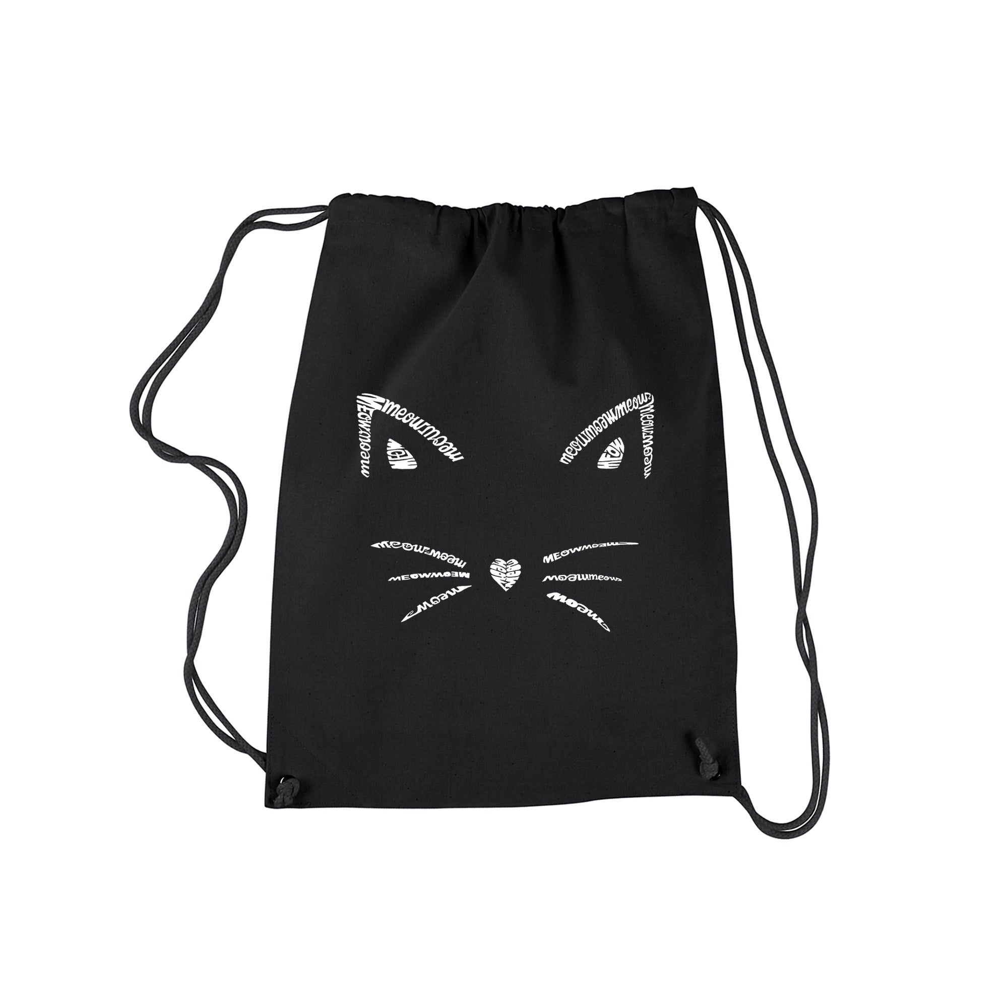 Whiskers - Drawstring Backpack - Small - Black
