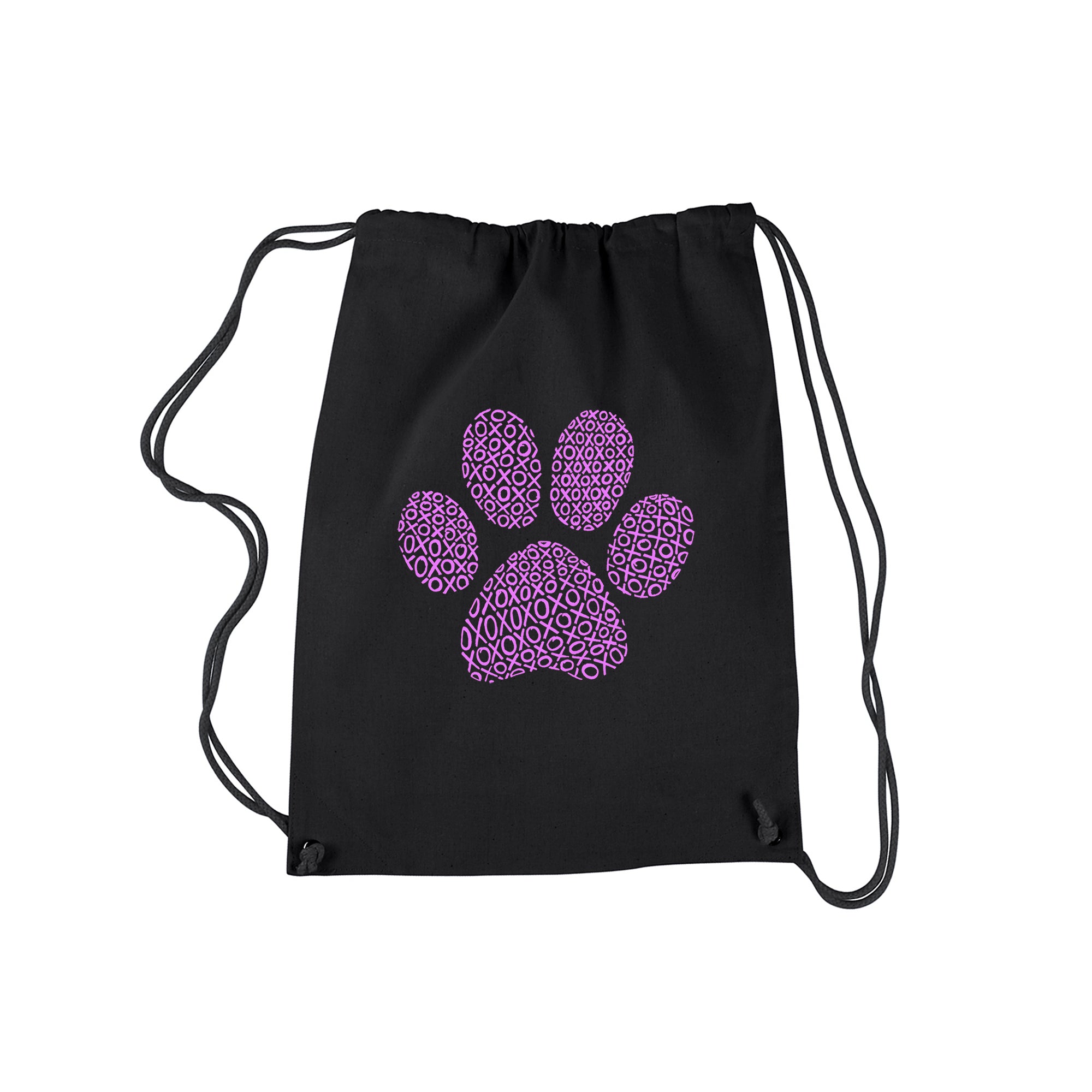 XOXO Dog Paw - Drawstring Backpack - SMALL - Black
