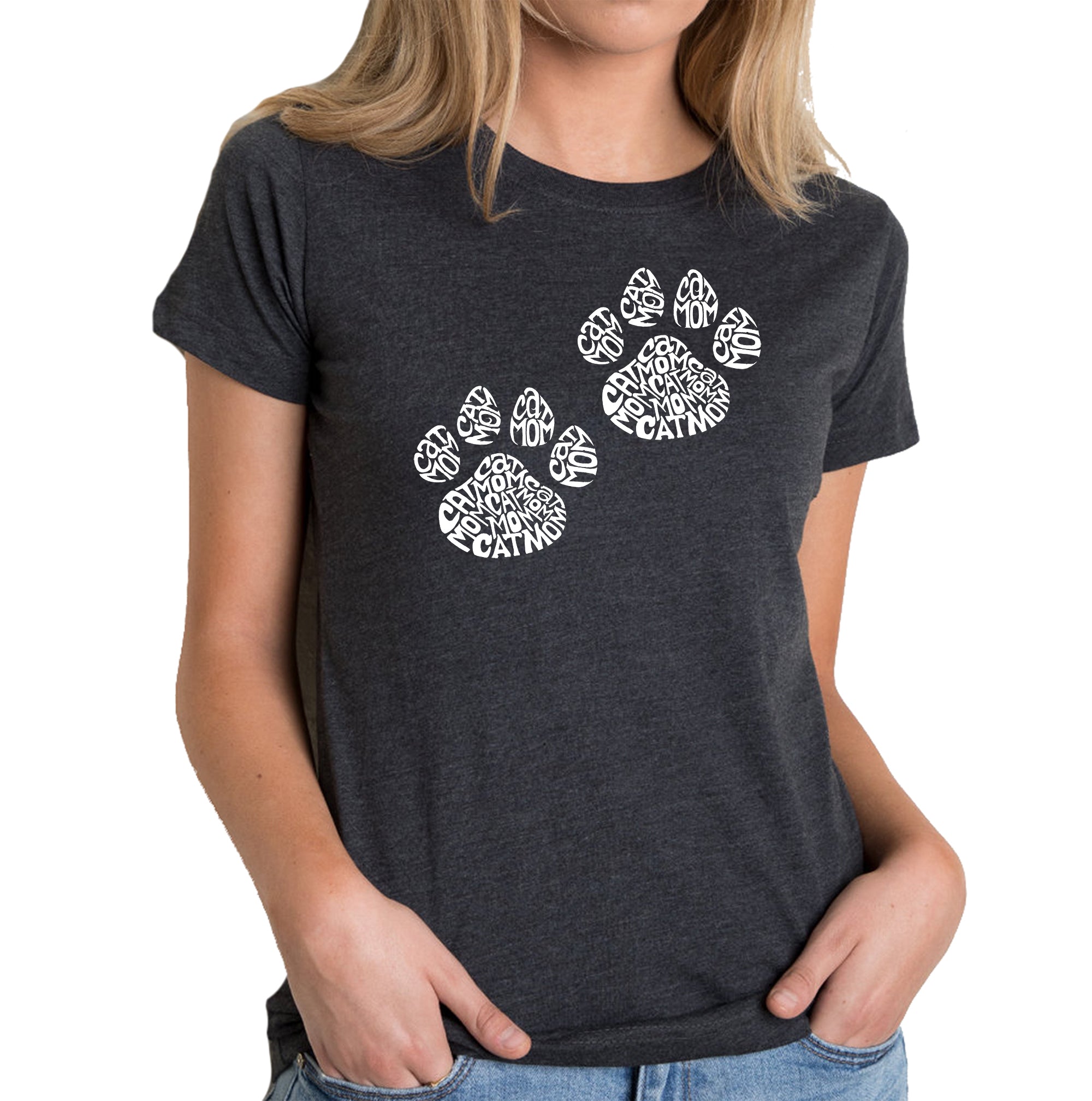 Cat Mom - Women's Premium Blend Word Art T-Shirt - Black - Large