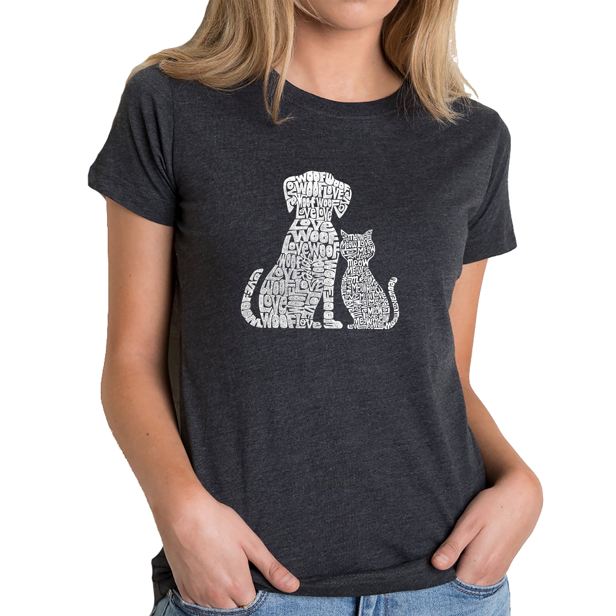 Dogs And Cats - Women's Premium Blend Word Art T-Shirt - Black - Medium